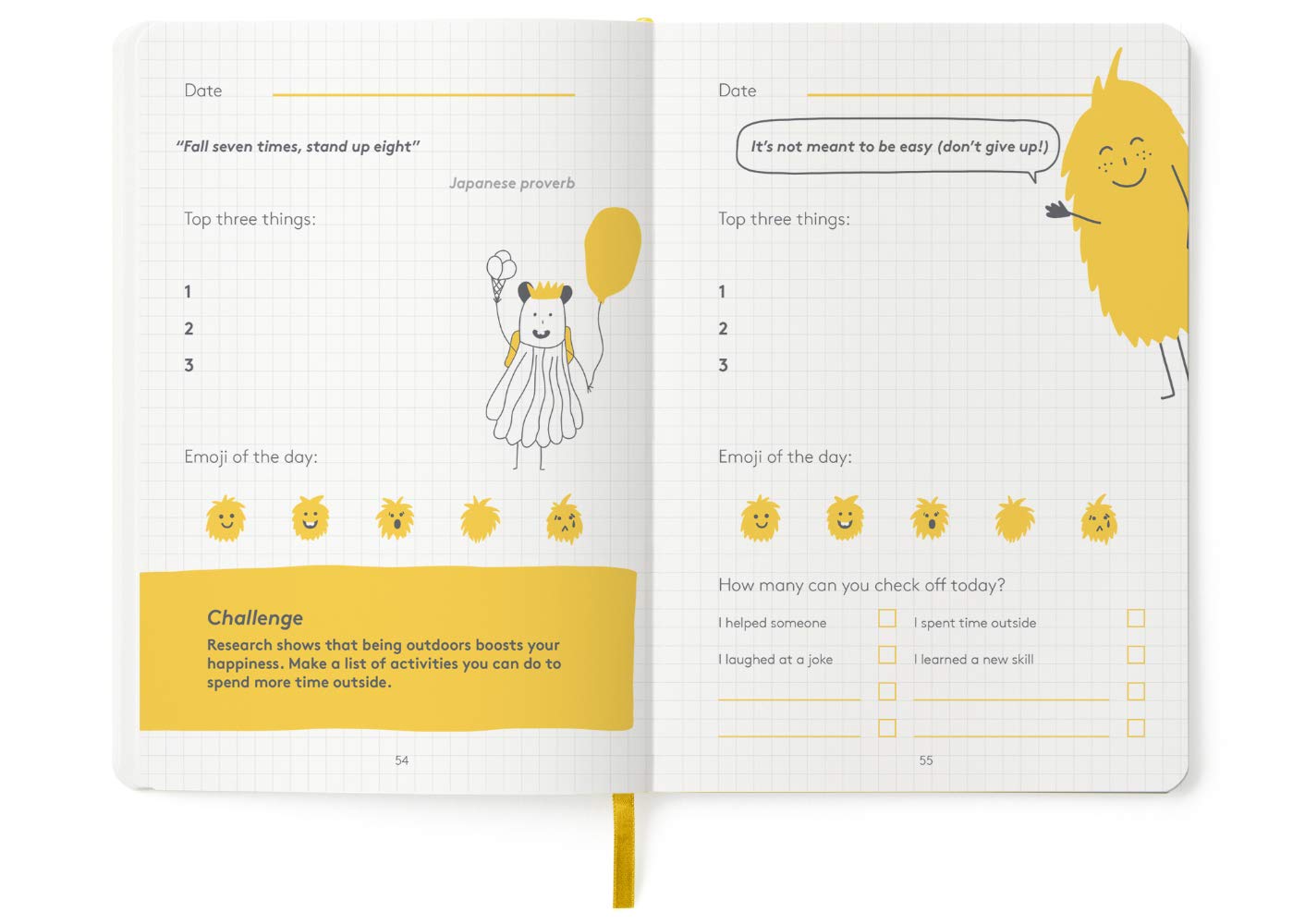 HappyMe - Gratitude Journal for Kids with Daily Prompts, Writing Notebook to Express Thoughts & Feelings, Growth Mindset and Learning Tool for Ages 6-12, Perfect for Reflection, English (US), (Yellow)
