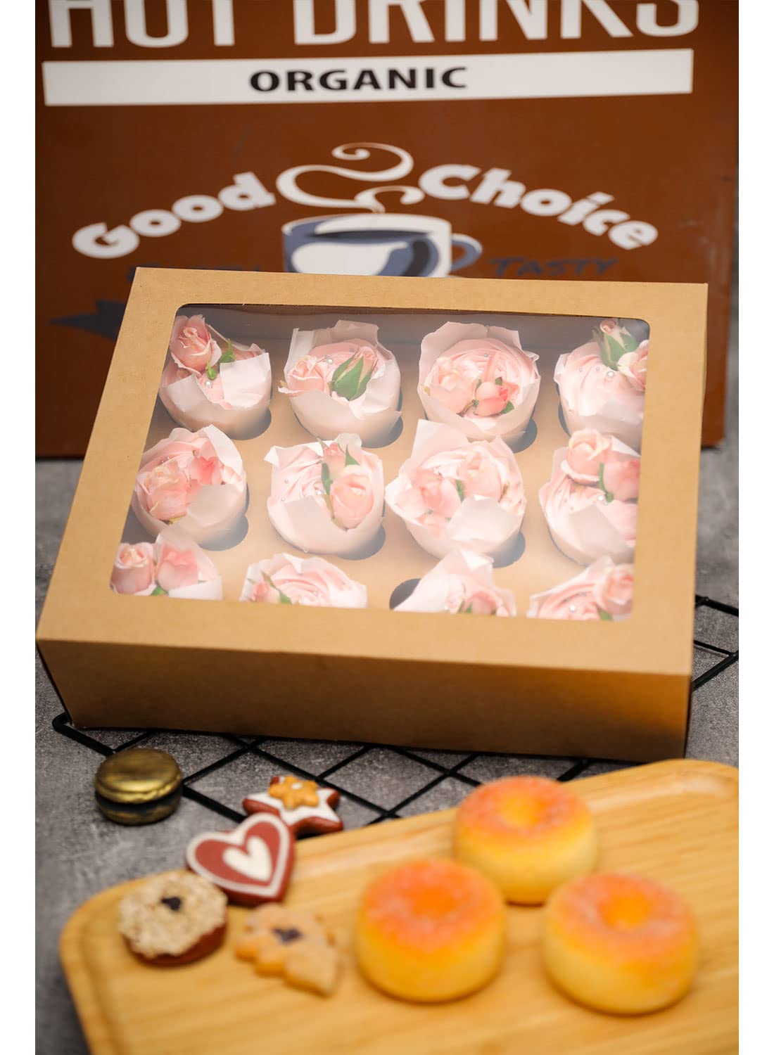 20 Pcs Kraft Cupcake Box Cupcakes Carrier 12 Cupcake Containers, 12 Cupcake Boxes with Window 13x10x3.5inch