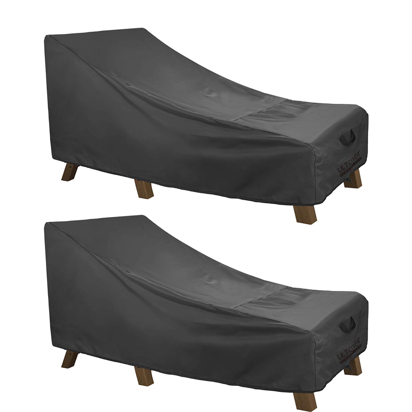 ULTCOVER Waterproof Patio Lounge Chair Cover Heavy Duty Outdoor Chaise Lounge Covers 2 Pack - 68L x 30W x 30H inch, Black