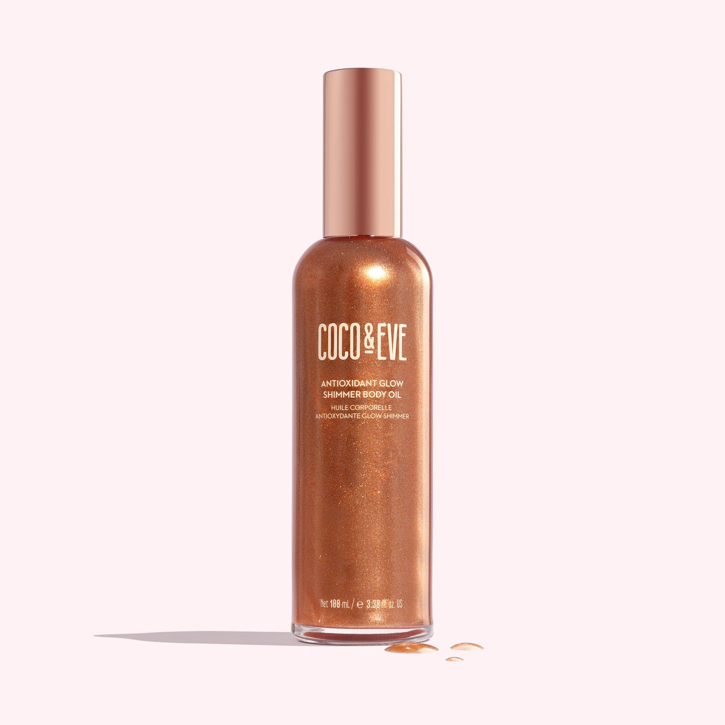 Coco & Eve Antioxidant Glow Shimmer Body Oil - Lightweight Skin Illuminator with Pearlescent Minerals, Natural Glitter, Antioxidants for Shimmering, Moisturizing and Healthy Glow (3.38 Fl Oz)
