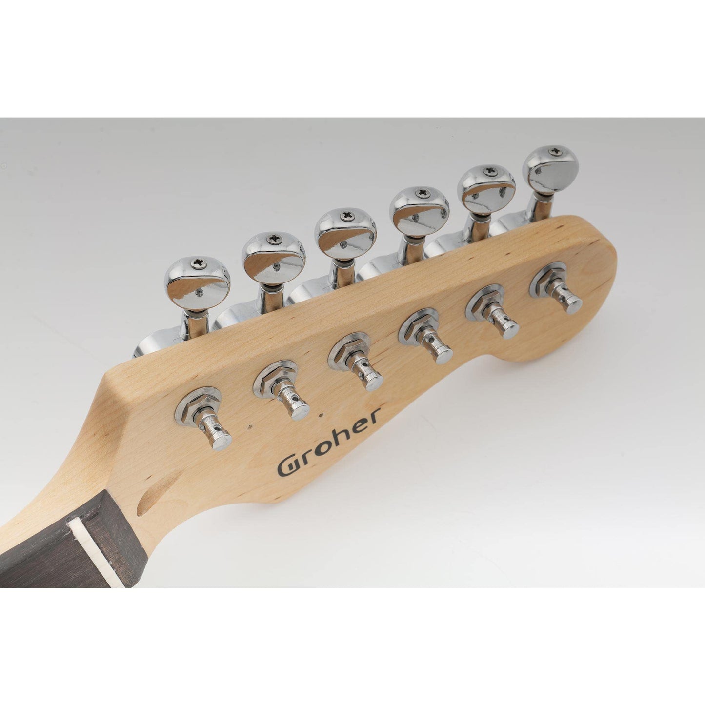 Wilkinson 6-in-line E-Z-LOK Mini Oval Button Guitar Tuners Machine Heads Tuning Pegs Keys Set for Fender Strat/Tele Electric Guitar, Chrome