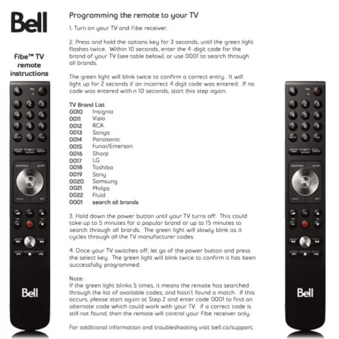 2018 Bell Fibe Slim Remote Control