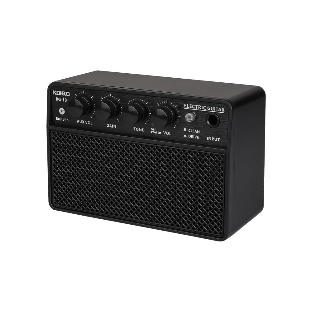 10W Small Electric Guitar Amp Mini Portable Guitar Practice Speaker for Daily Practice Street Performances Rechargeable Portable Audio Supports BT/Headphone Connection 6.35mm Interface KOKKO