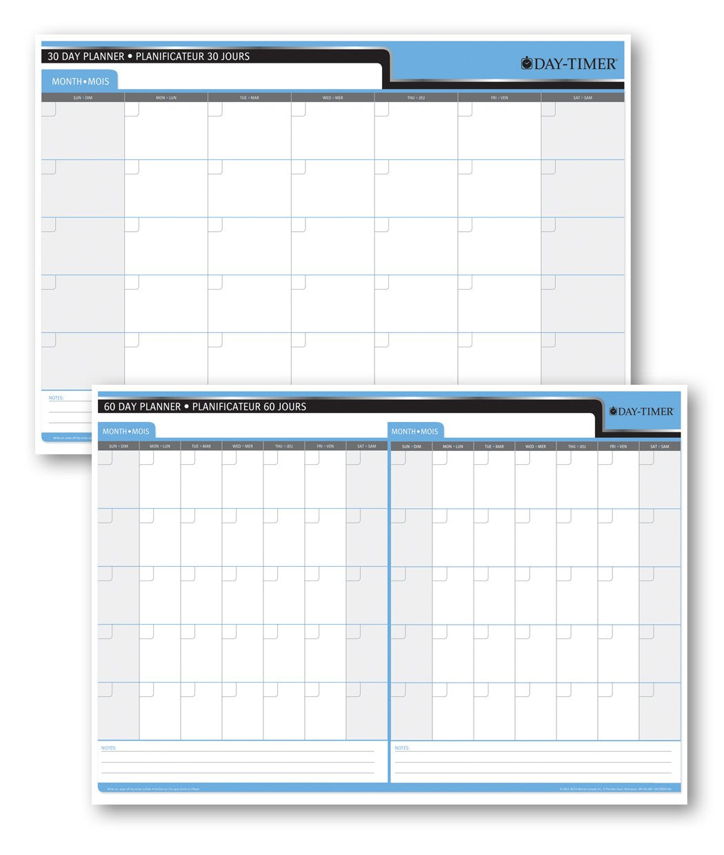 Day-timer Reversible Dry Erase Flexible Undated Planner, 30/60 Day Bilingual, 17 X 24 Inch (3413859736)