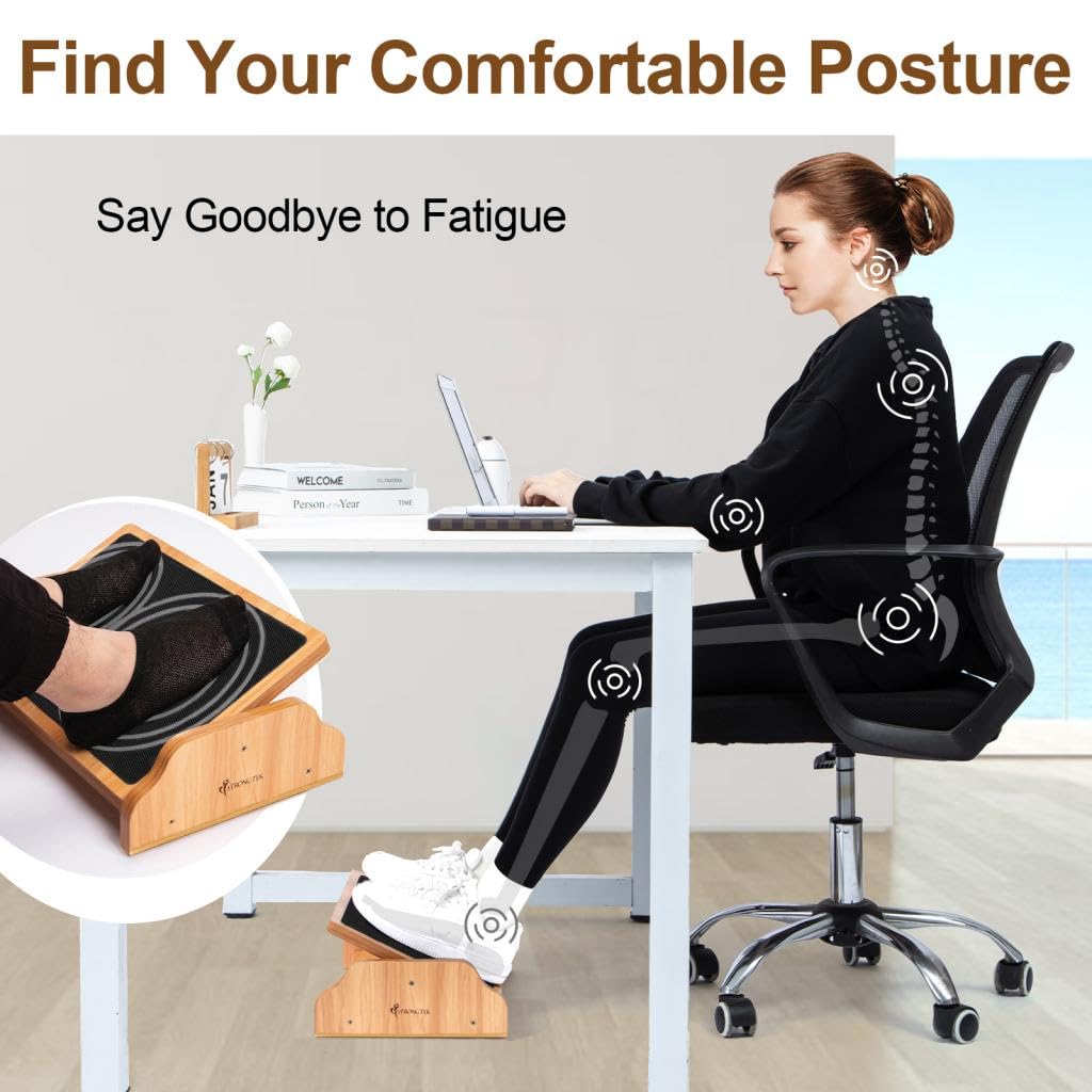 StrongTek Rocking Foot Rest Under Desk, Ergonomic Foot Stool with Three Adjustable Positions, Non-Slip Foot Step for Comfort & Stability, Enhance Work Posture & Circulation, Perfect for Office, Home