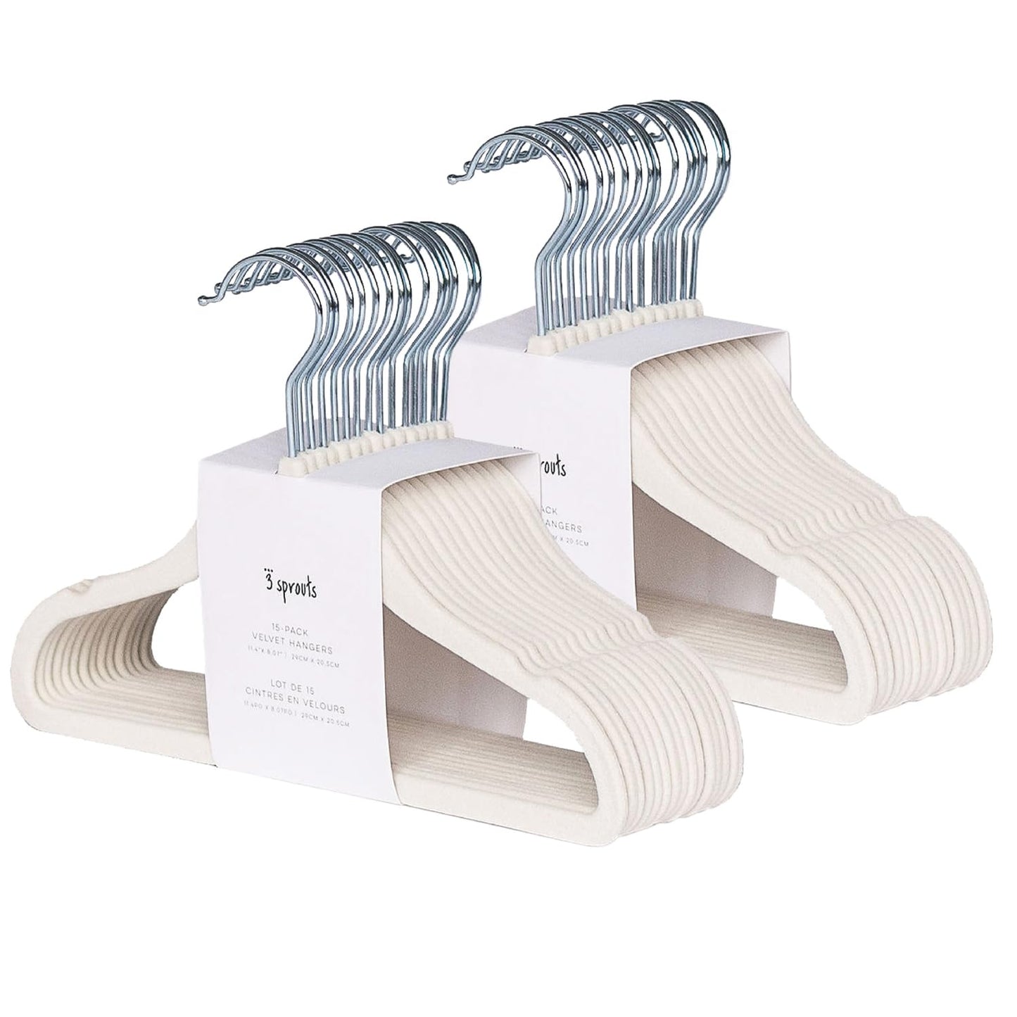 3 Sprouts Velvet Baby Hangers - Non-Slip, Infant & Toddler Velvet Hangers - Slim Kids Hangers & Baby Clothes Hangers, Cintres Pour BΓ©bΓ©, Pack of 30 - Cream