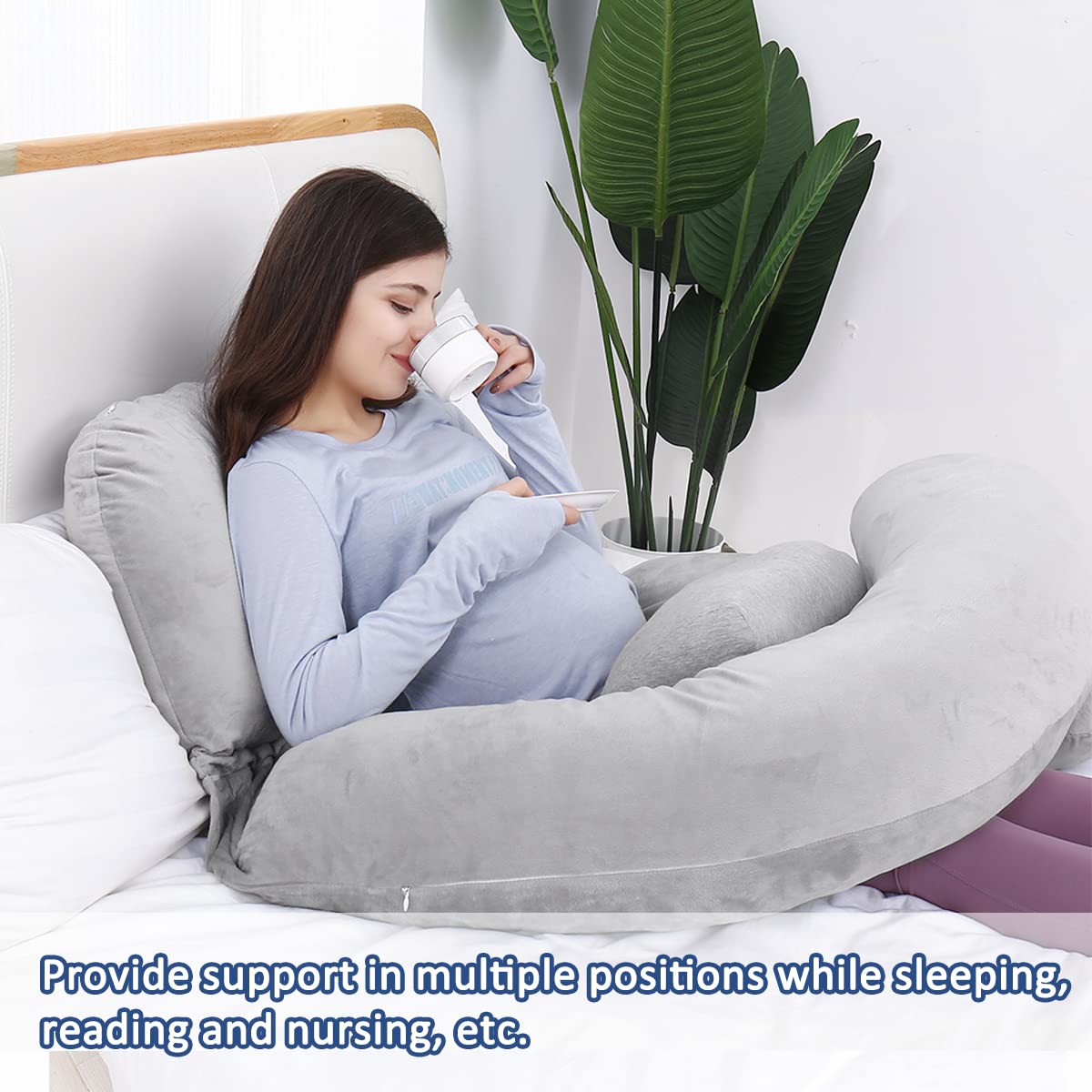 AS AWESLING 60in Pregnancy Pillows for Sleeping | Detachable Maternity Pillow for Pregnant Women | Extra Large Full Body Pillow for Pregnancy with Velvet Cover (Dark Grey)