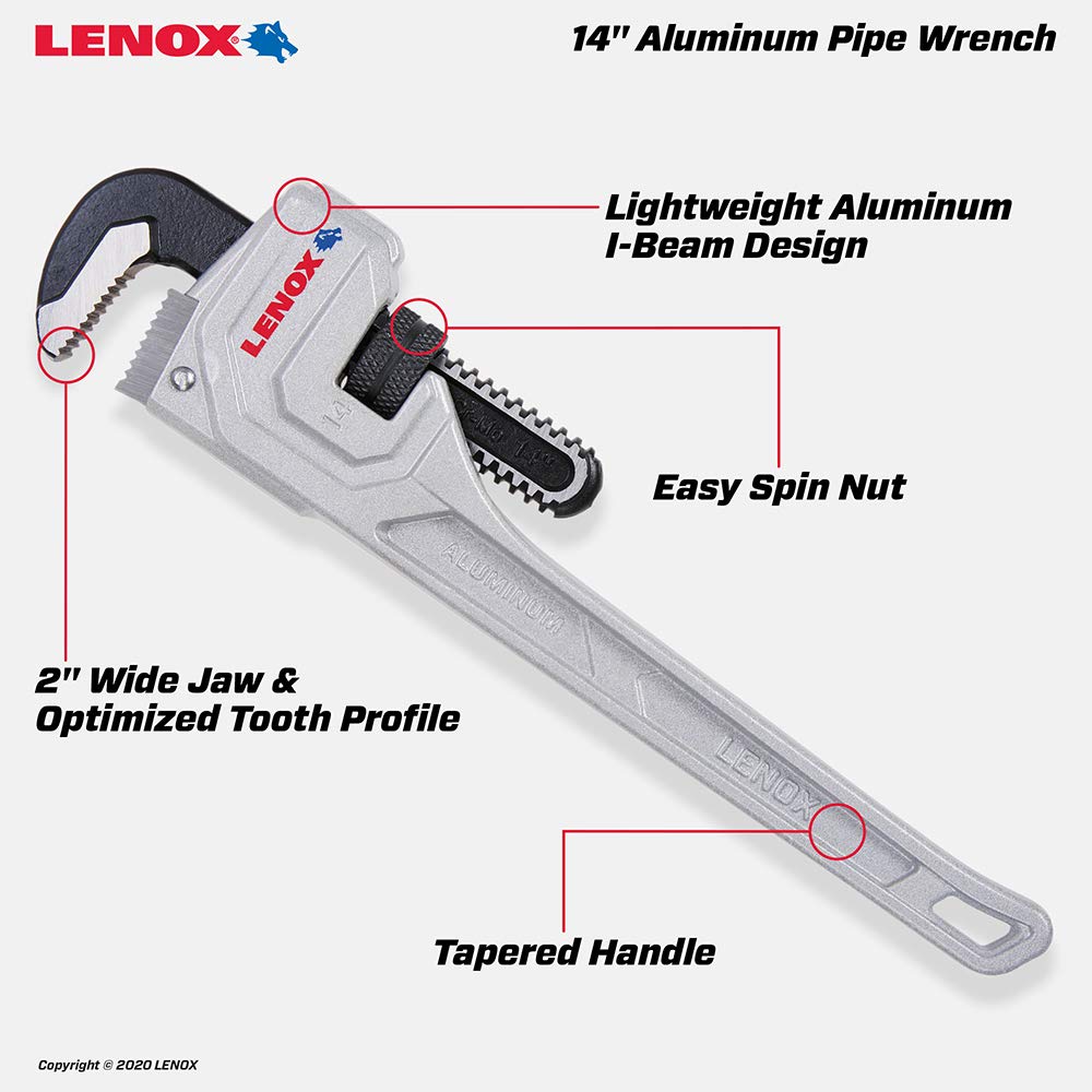 LENOX Tools LXHT90614 Aluminum Pipe Wrench 14"