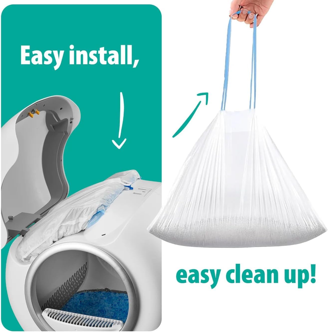 PetCove Premium Cat Litter Box Liners - Heavy-Duty 75 count Cat Litter Liner - Leakproof Poop Bags for Easy Cleanup -Cat Box Liners - Durable Odor Control Cat Liter Bags Bundle Pack of 3