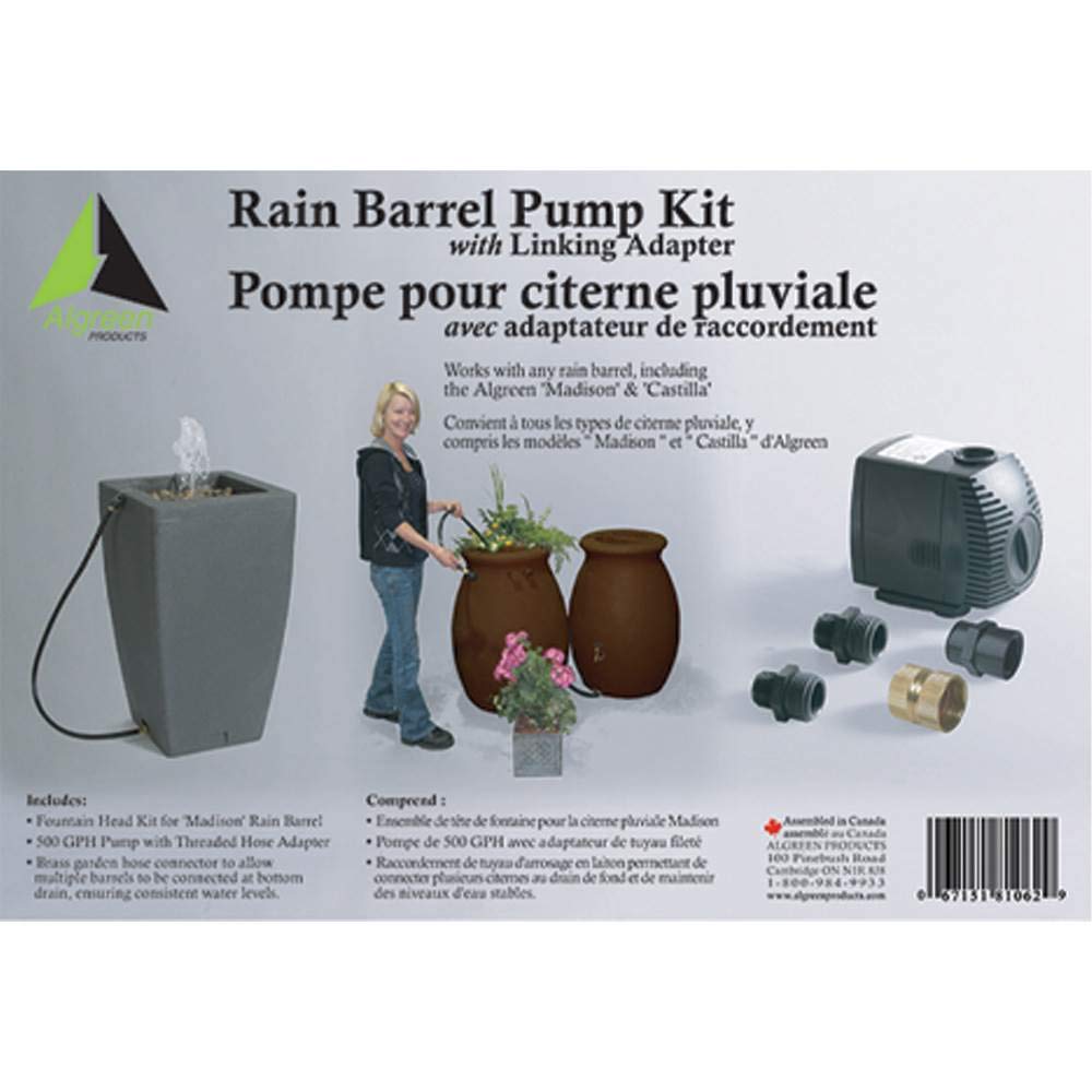Algreen Products 81062 500GPH Rain Barrel Pump Kit, White