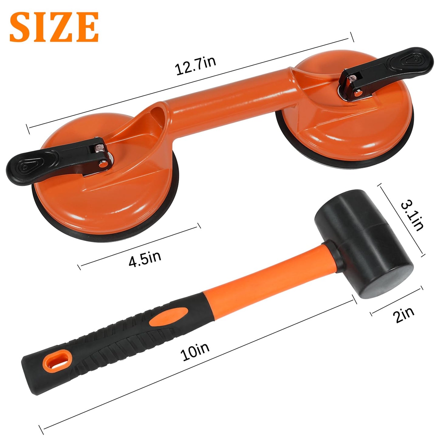 Floor Gap Fixer Tool for Laminate Floor Gap Repair Plank Grabber Includes Heavy Duty Aluminum Suction Cup and Fiberglass Handle Rubber Mallet (Can't Use on Scraped Surface Floor)