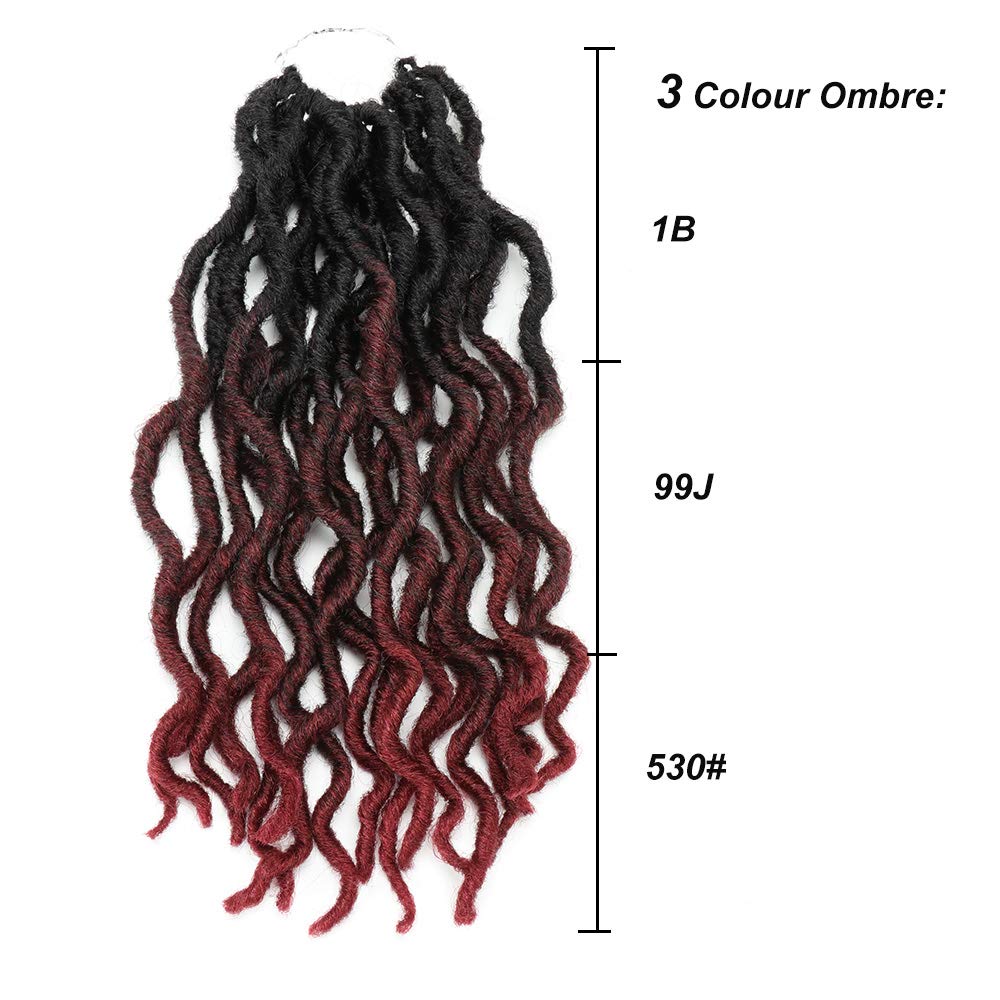 Eliza Wavy Gypsy Ombre Crochet Hair - 8Packs/Lot Goddess Locs Synthetic Fiber Faux Locs African Roots Dreadlocs Synthetic Braiding Hair Extensions for Black Women (14",8pack,OT99J)