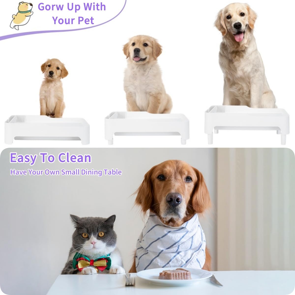 BEBOBLY Raised Cat Feeder Stand | Elevated Holder for Automatic Cat & Dog Feeders (4-6L) | Adjustable Height Pet Food Dispenser Shelf for Kitten Adult Cats Pet Supplies | Protect Pets Neck Health