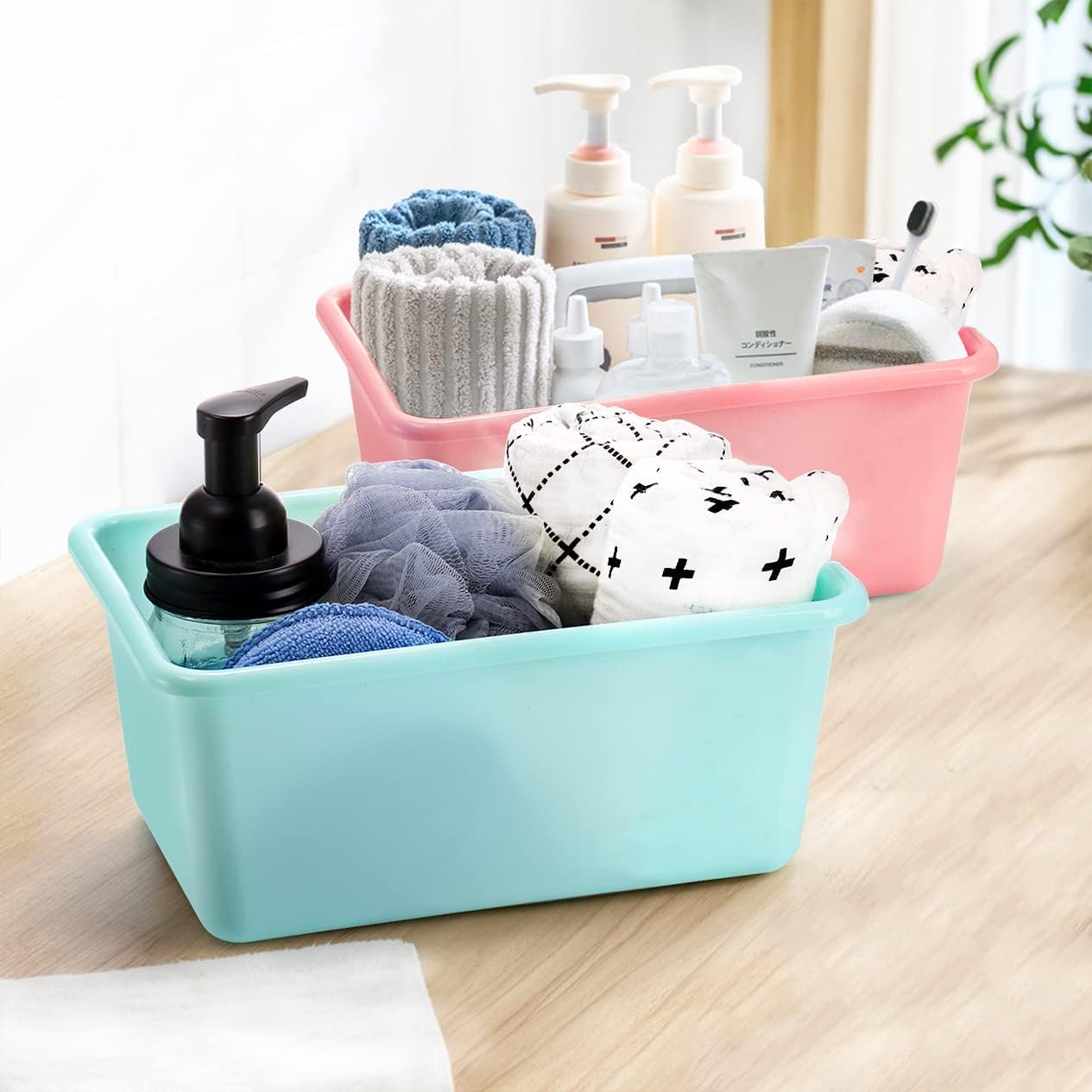 WUWEOT 16 Pack Cubby Storage Bins, Classroom Plastic Toys Bins Crafts Books Storage Bins, Easy-to-Grip Stackable Organizer for Classroom, Nursery, Playrooms And Home Organization