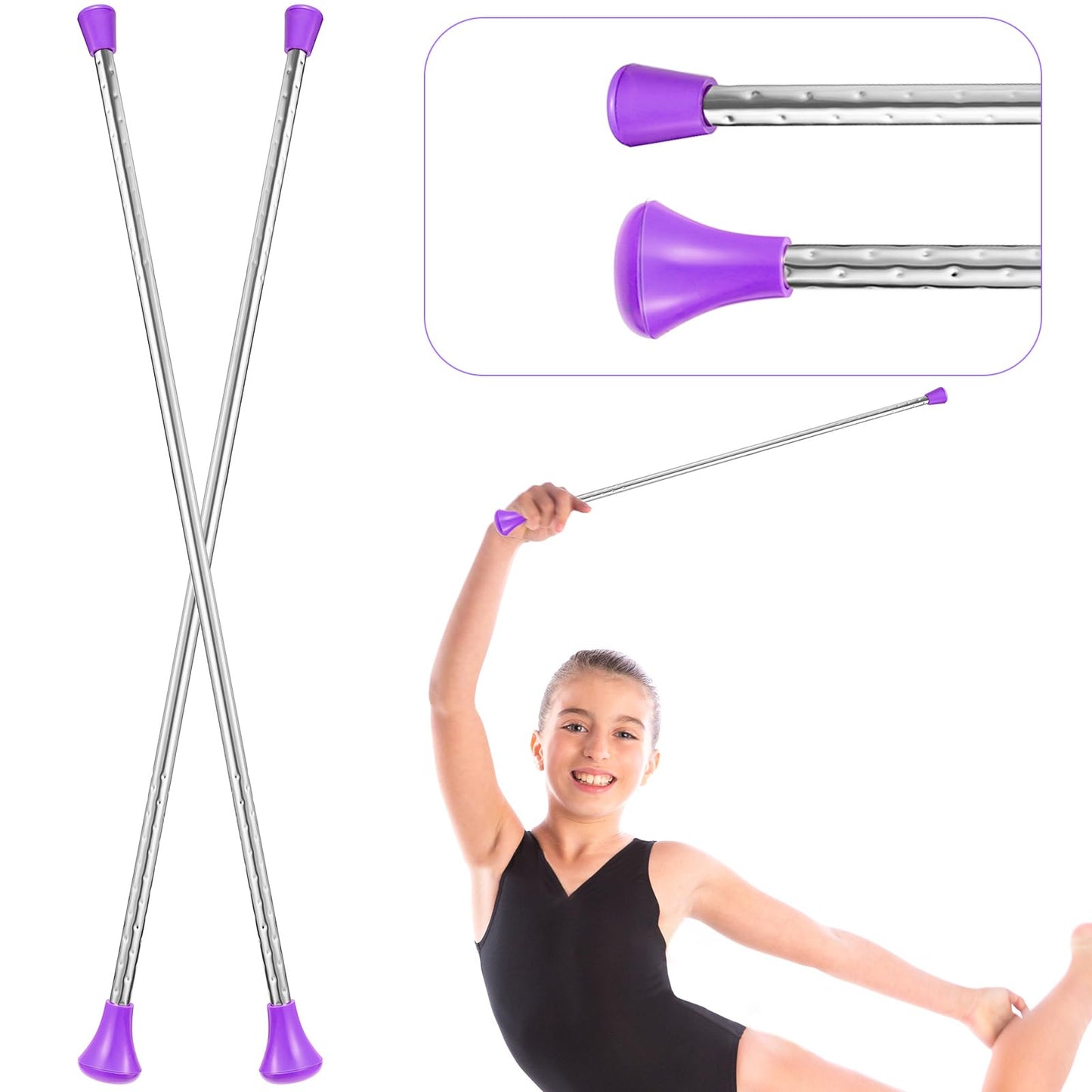 Leyndo Twirling Baton Unisex Kids' Gymnastics Dance Baton Metal Baton Marching Band Baton Parade Baton Stick for Talent Shows, Artistic Dancing, Baton Twirling, 24 Inch (Purple)