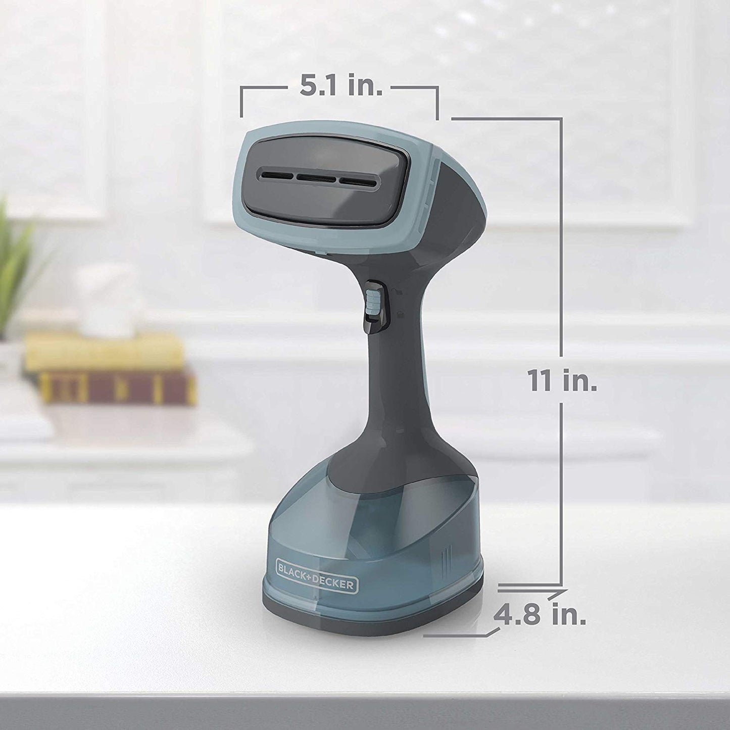 Black & Decker HGS200C Advanced Handheld Fabric Steamer, with 3 Steaming Attachments, & 2 Steaming Functions, Auto Shutoff Clothing Steamer, Blue/Grey