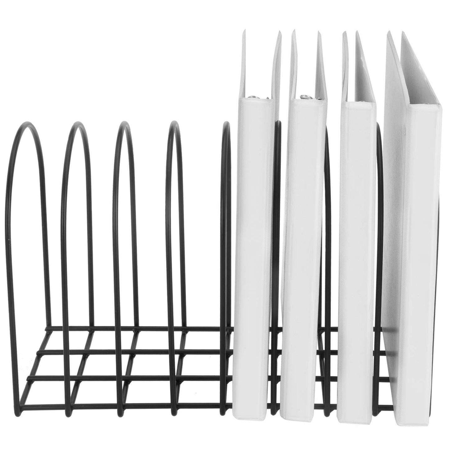 MyGift Large Desktop Document Holder, Binder Organizer Holder for desk, Black Metal Wire File Folder Organizer Rack with 8-Slots and Arch Design