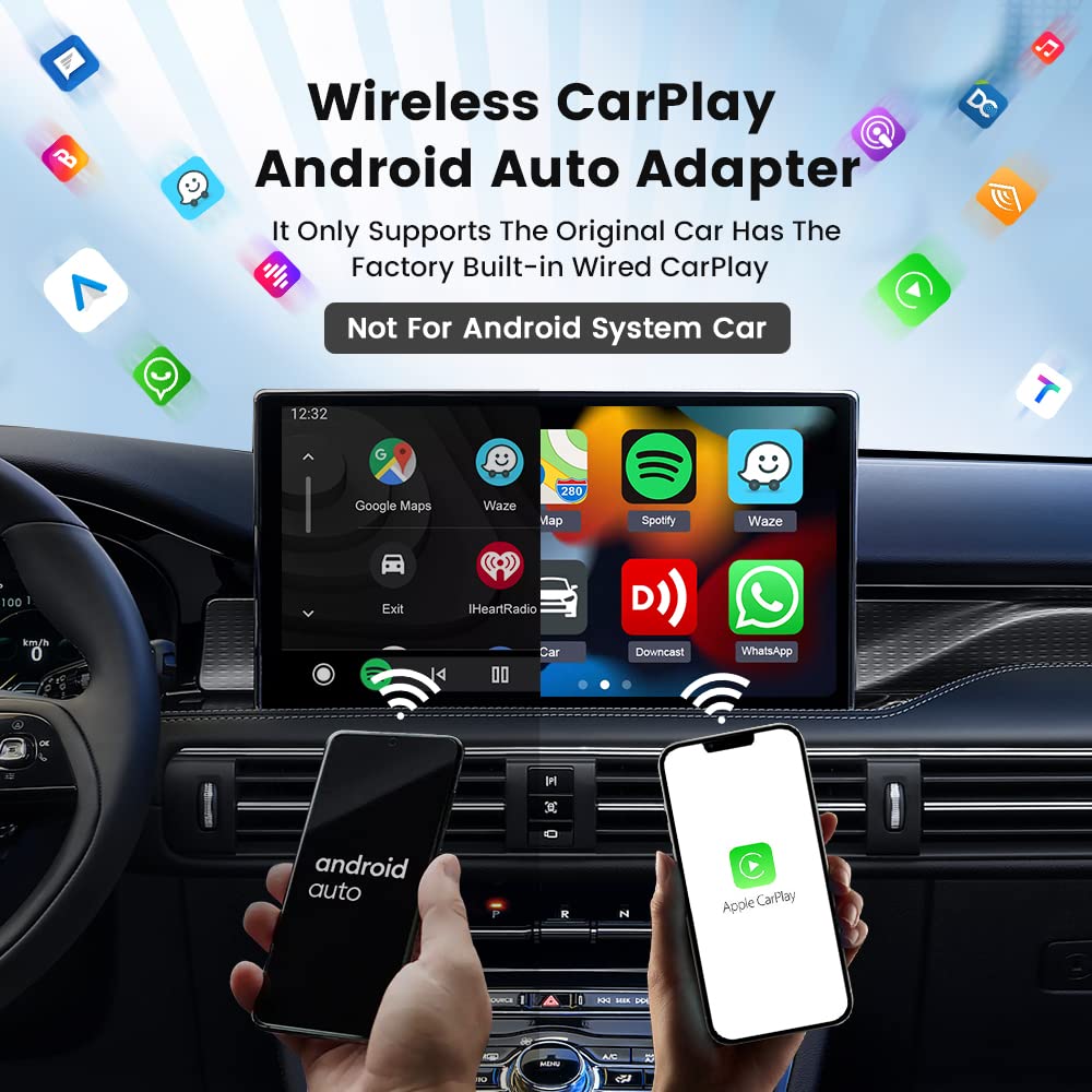CarlinKit 4.0 Wireless Android Auto & Carplay Adapter, only for The OEM Wired Carplay Car, Achieve The Wireless Life, Plug & Play, Support Online Upgrade