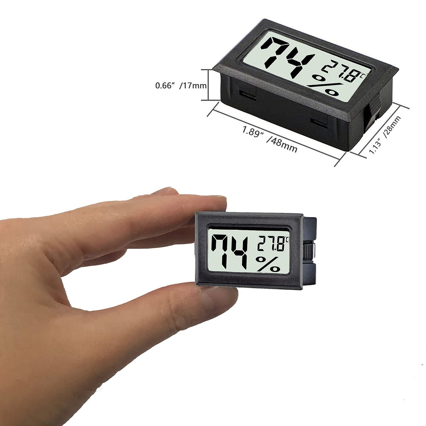 TASOGEN 12 Pack Mini Digital Hygrometer Thermometer,Indoor Temperature and Humidity Gauge Meter Monitor Celsius (℃) for Humidor,Greenhouse,Reptile Tank,Home,Jars