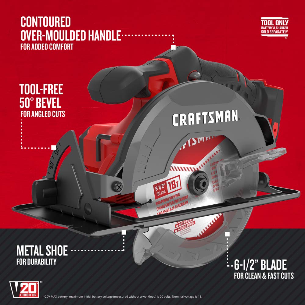 CRAFTSMAN CMCS500B V20* CORDLESS CIRCULAR SAW (TOOL ONLY)