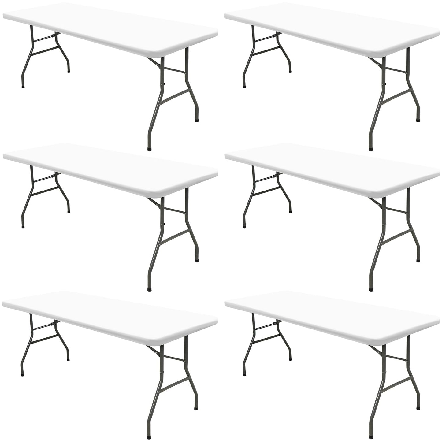 6 Pack Picnic Table Cover Fitted Tablecloths 6 Foot Rectangle Tables Elastic Waterproof Stretch Washable Patio Folding Outdoor Spandex Table Cloth for Camping Banquet and Parties (White,30" x 72")