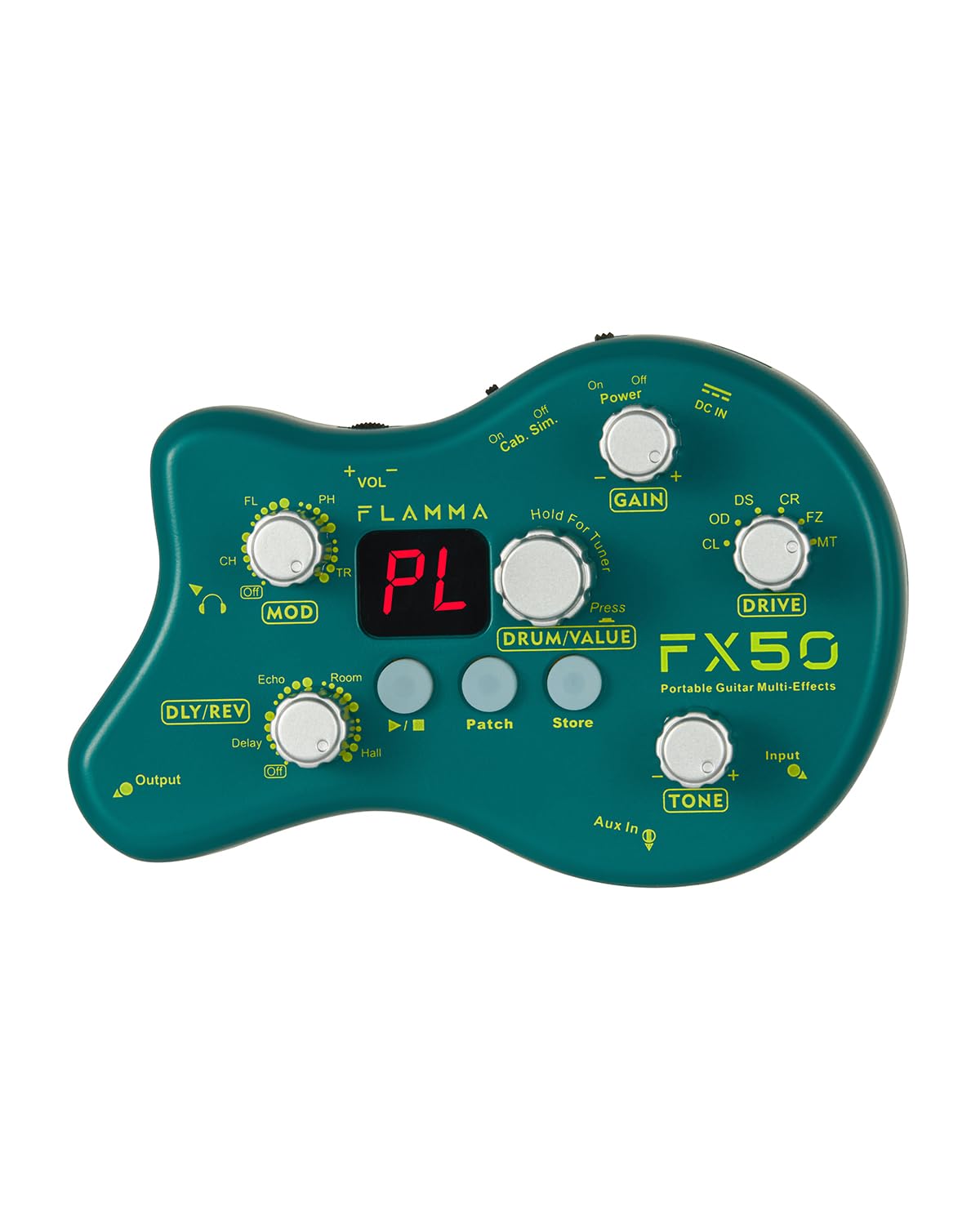 FLAMMA FX50 Practice Guitar Pedal Multi Effects Pedal Mini Portable with 40 Drum Rhythms15 Effects 32 Patches Tuner Function Support Both Corded and Battery Powered