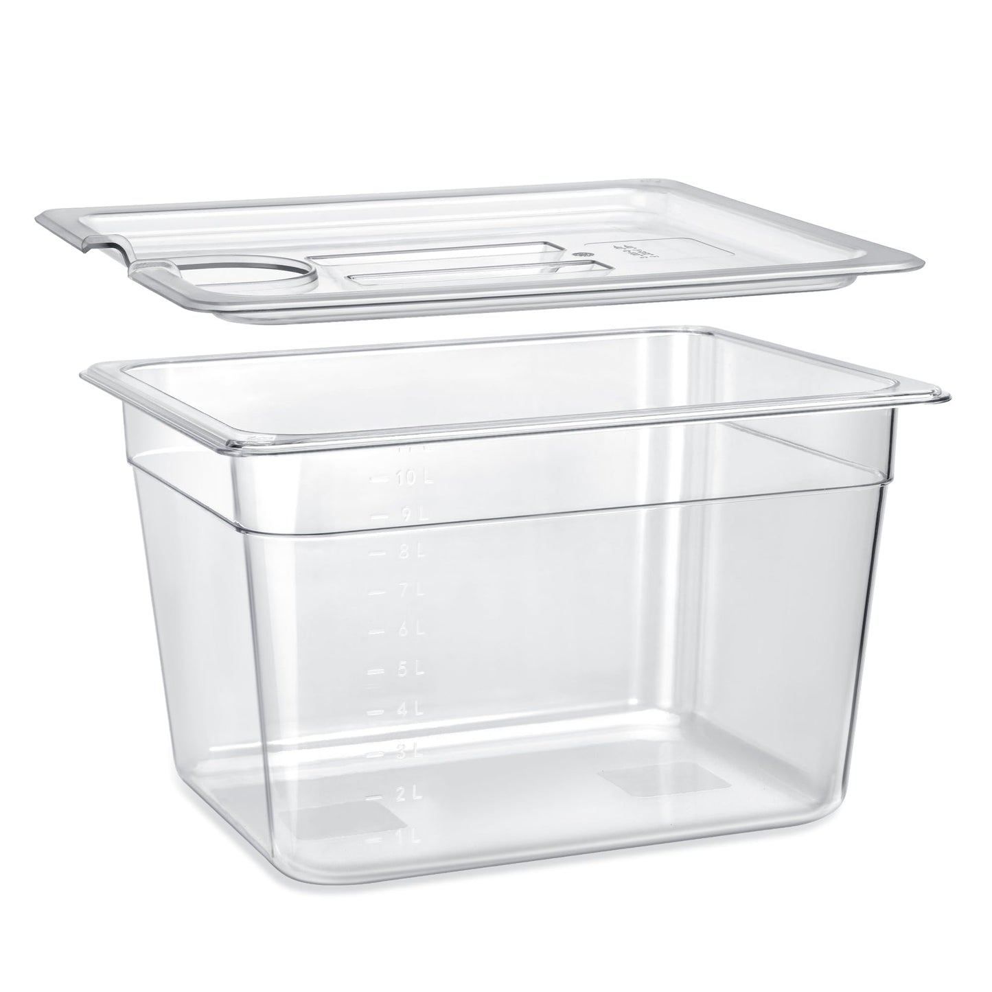 Sous Vide Container with Lid 11 Liter/12 Quarts for Virtually All Immersion Circulators Cookers Crystal Clear Transparent Polycarbonate Accessories Kit (12 Quats with Lid)