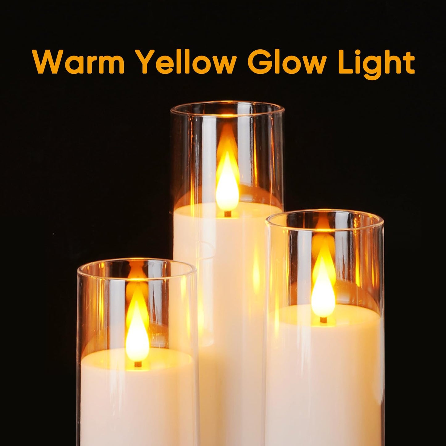 AMAGIC Acrylic Flameless Candles Flickering, Fake LED Candles Battery Operated with Remote Control Timer, Long-Lasting Plastic Pillar Candles for Home Decor, White, Set of 5