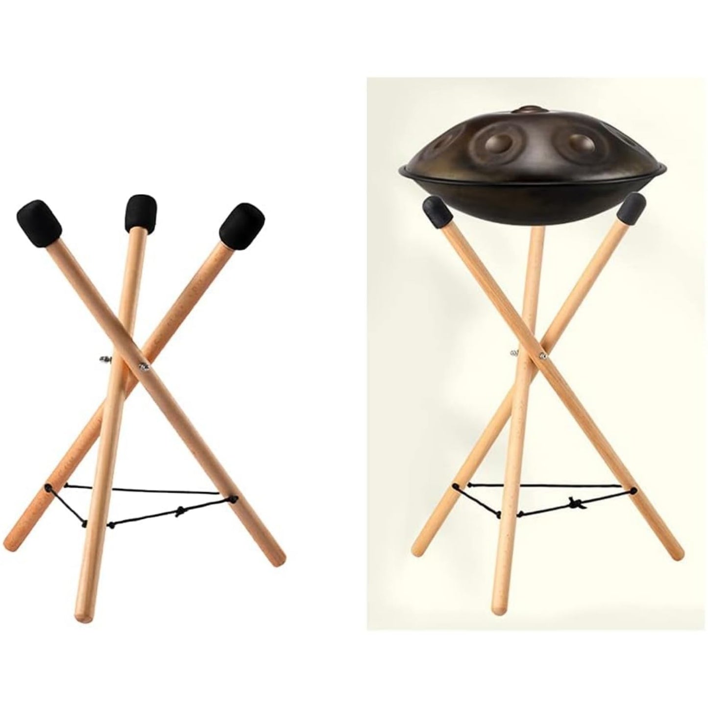 YOOODONNN Handpan Drum Stand, Tongue Drum Bracket, Solid Wood Adjustable Tripod Structure Holder, Extendable Snare Bracket for 12 to 22 Inch Percussion Instruments