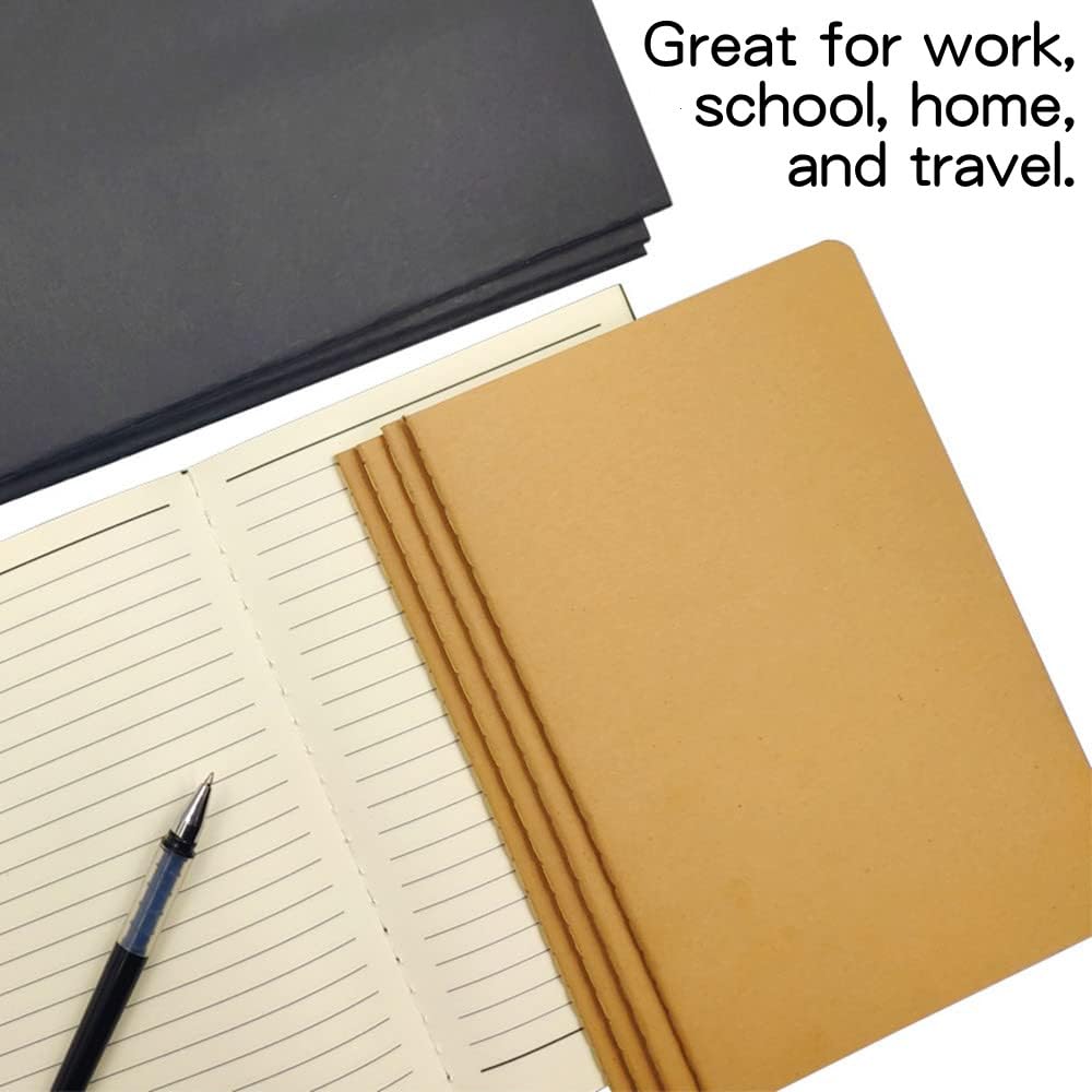 24 Pack A5 Lined Notebooks 80 Pages(40 Sheets) Kraft Notebooks, Subject Notebook Travel Journals, Composition Writing Note Books for School Students, Travelers, Office, 8.2" x 5.5"