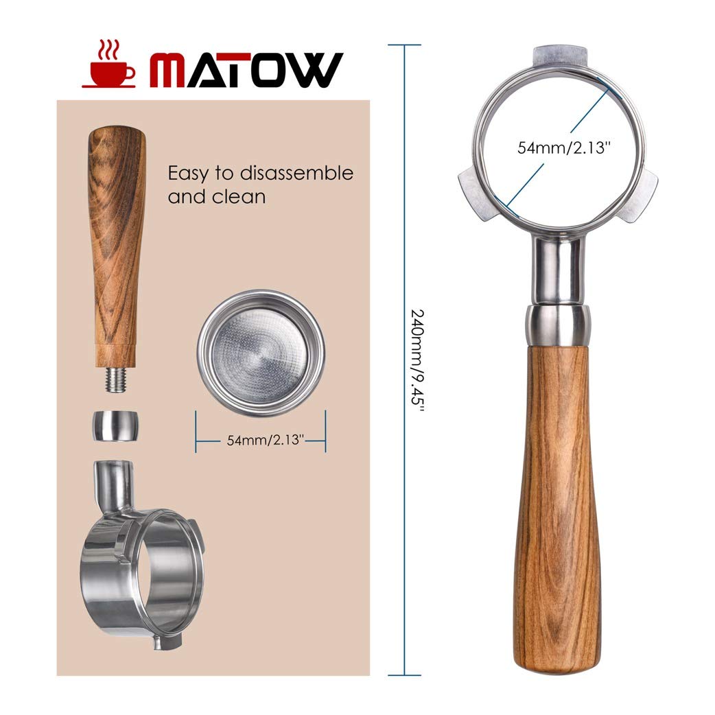 54mm Bottomless Portafilter, MATOW Bottomless Naked Portafilter Compatible with Breville 54mm Machines (Filter Basket Included)