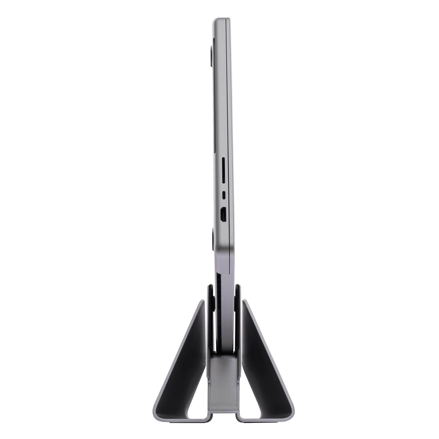 tyonit TiltSnap Pro Vertical Laptop Stand for MacBook Pro 14" & 16", Auto Thunderbolt4 USB-C Connection, Seamless Connection to The Docking Station or Display, 40Gbps, 100W PD, Space Gray
