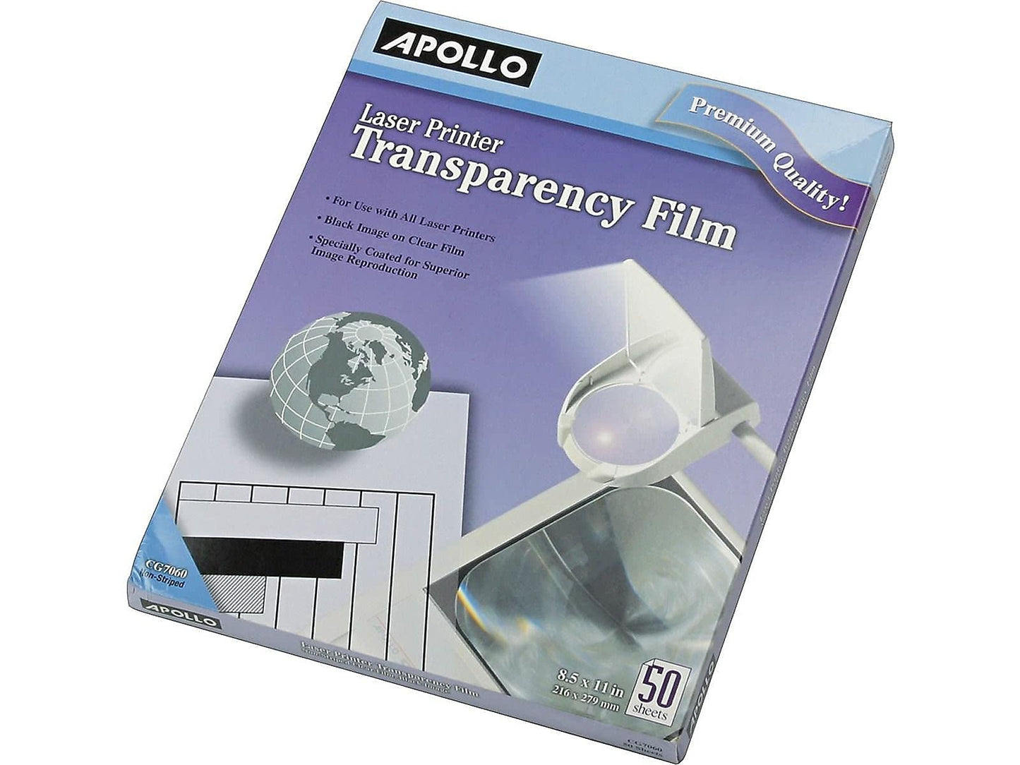 Apollo Laser Jet Printer and Copier Transparency Film, 50 Sheets (CG7060)