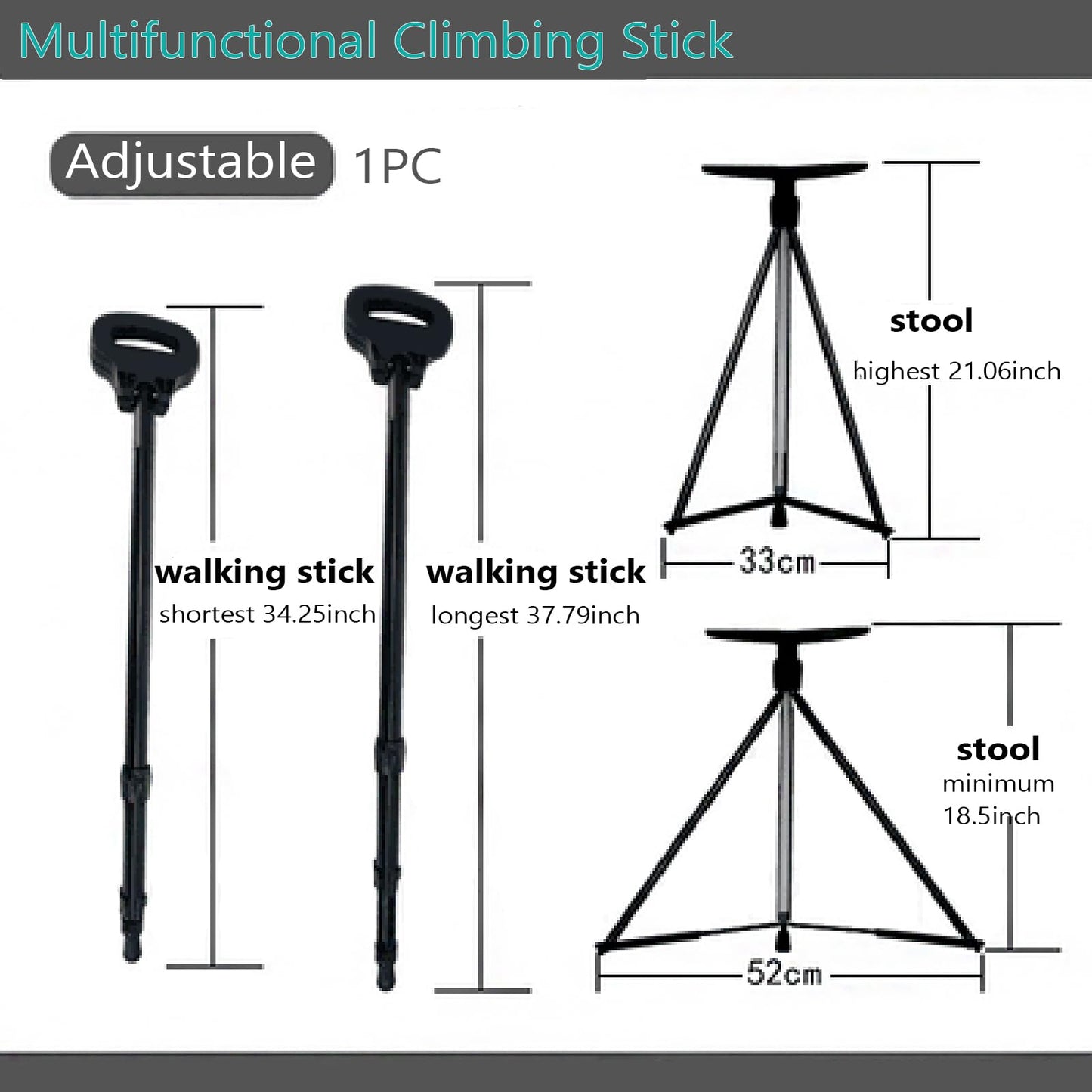 Cane with Seat 2-in-1 Foldable Walking Stick for Senior Men Women Portable Trekking Pole Chair Elderly Walking Cane Tip Shrinkable Aluminum Lightweight Non-Skid Storage Bag Adult Travel Outdoor Hiking