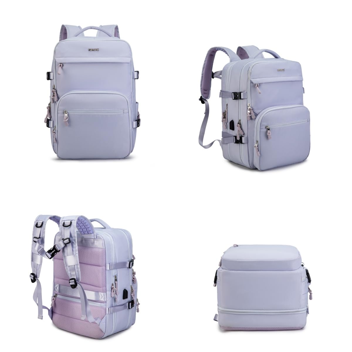 Kinmac Travel Backpack with 360° Protective Laptop Compartment for 17 inch Laptop,Laptop Backpack with USB Charging Port, Purple, Large, Fashion