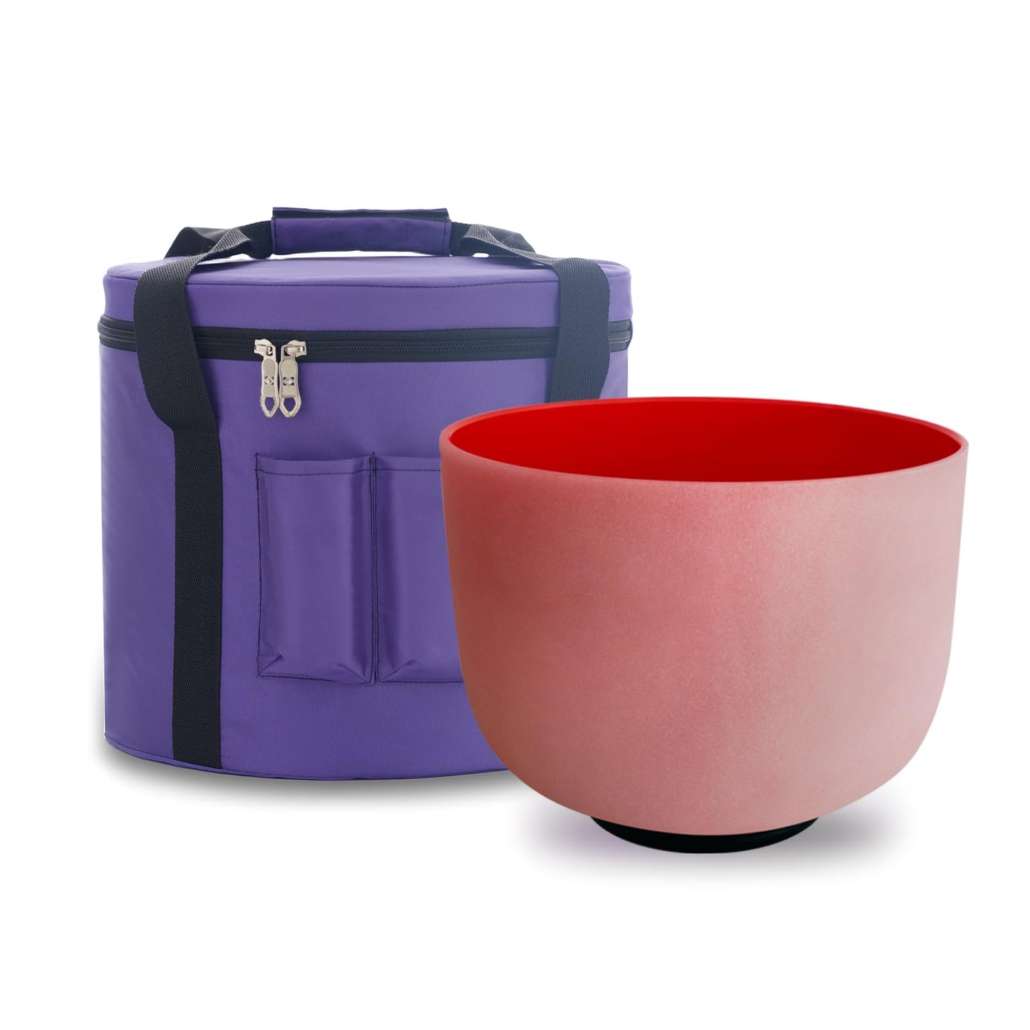 KVKA 432hz Red Color C Note Root Chakra Quartz Crystal Singing Bowl 8 inch with Carrying Case