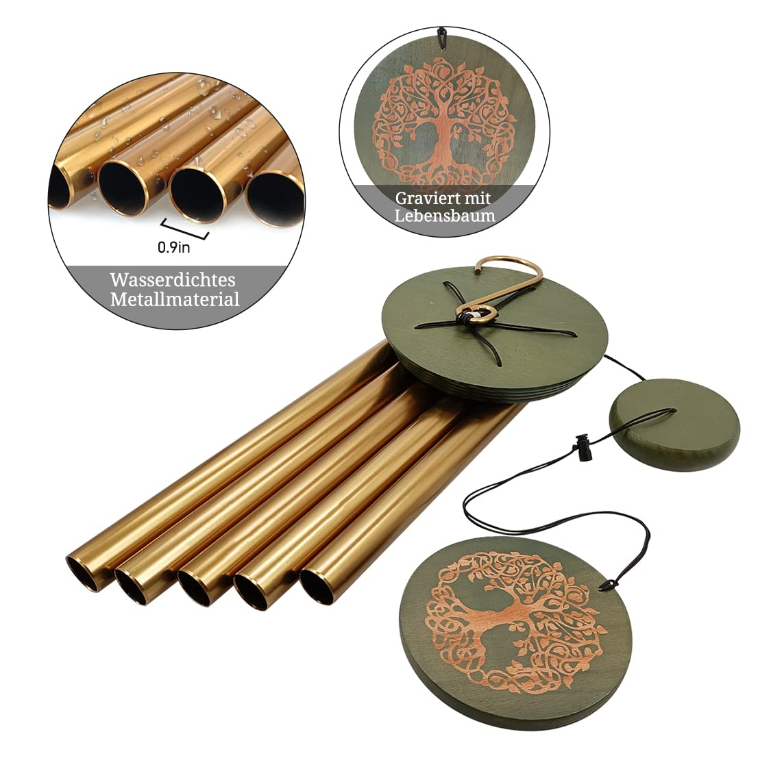 Wind Chimes for Outside,Outdoor Wind Chimes for Mother & Grandma - Large Garden Hanging Decor with Tree of Life Engraving, Perfect for Yard, Home, Christmas, Birthdays
