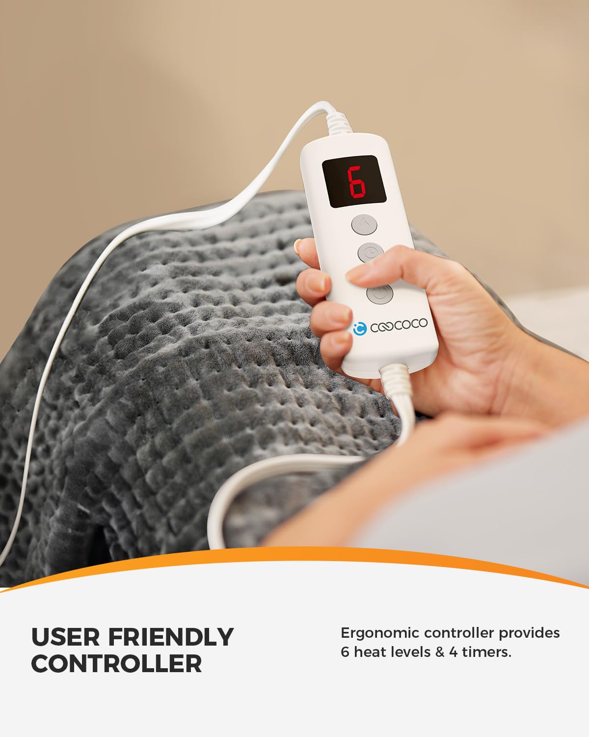 30×60cm Heating Pad for Back, Heat Pad, Fathers Day Birthday Gifts, CooCoCo Heated Pad for Period Cramps, 6 Heat Settings, Auto Off, Moist Heat, Gifts for Women Mom