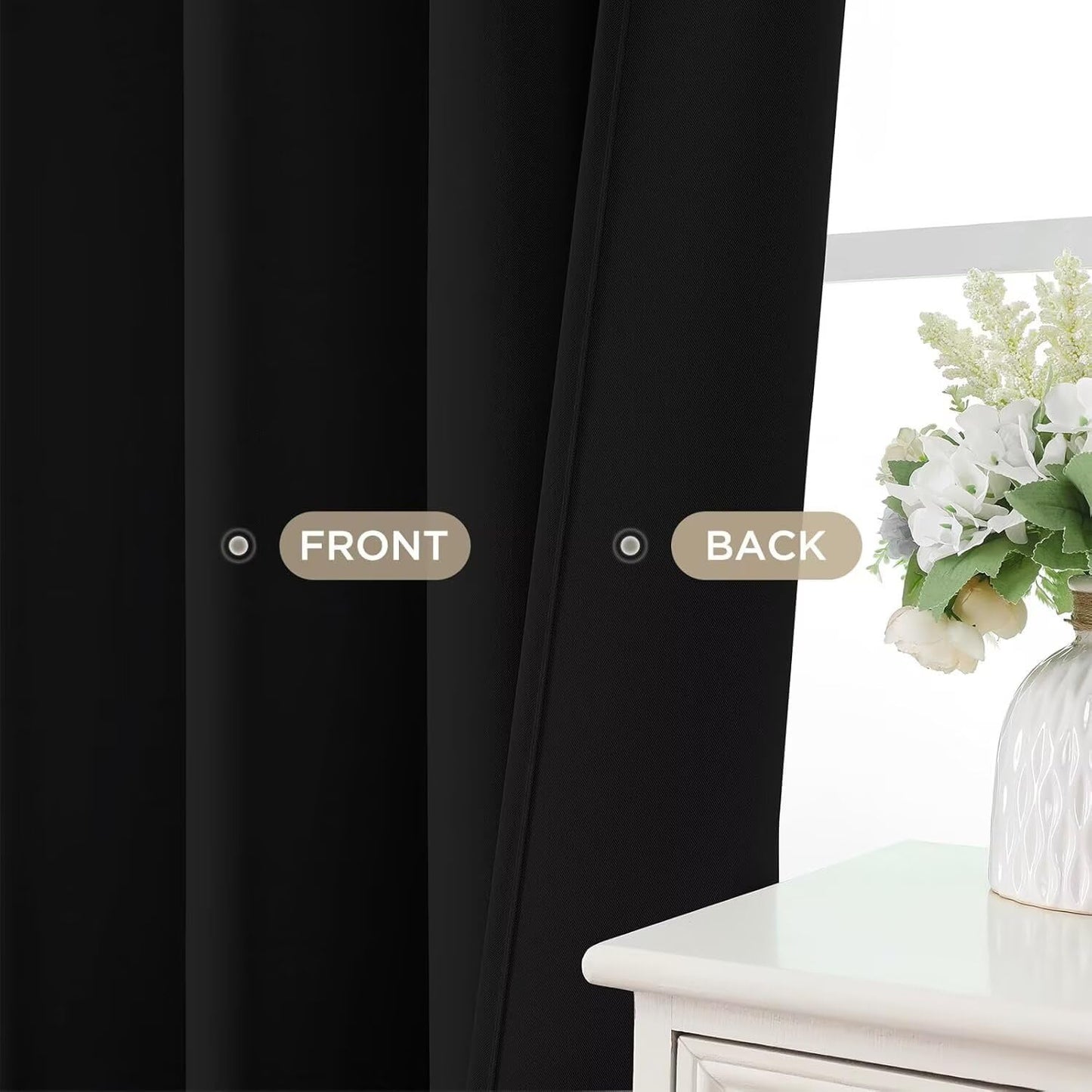 Joydeco Blackout Curtains 2 Panels, Black Out Curtains 84 Inches Long, Room Darkening Grommet Drapes for Bedroom Living Room Windows (W52 x L84 Inch, Black)