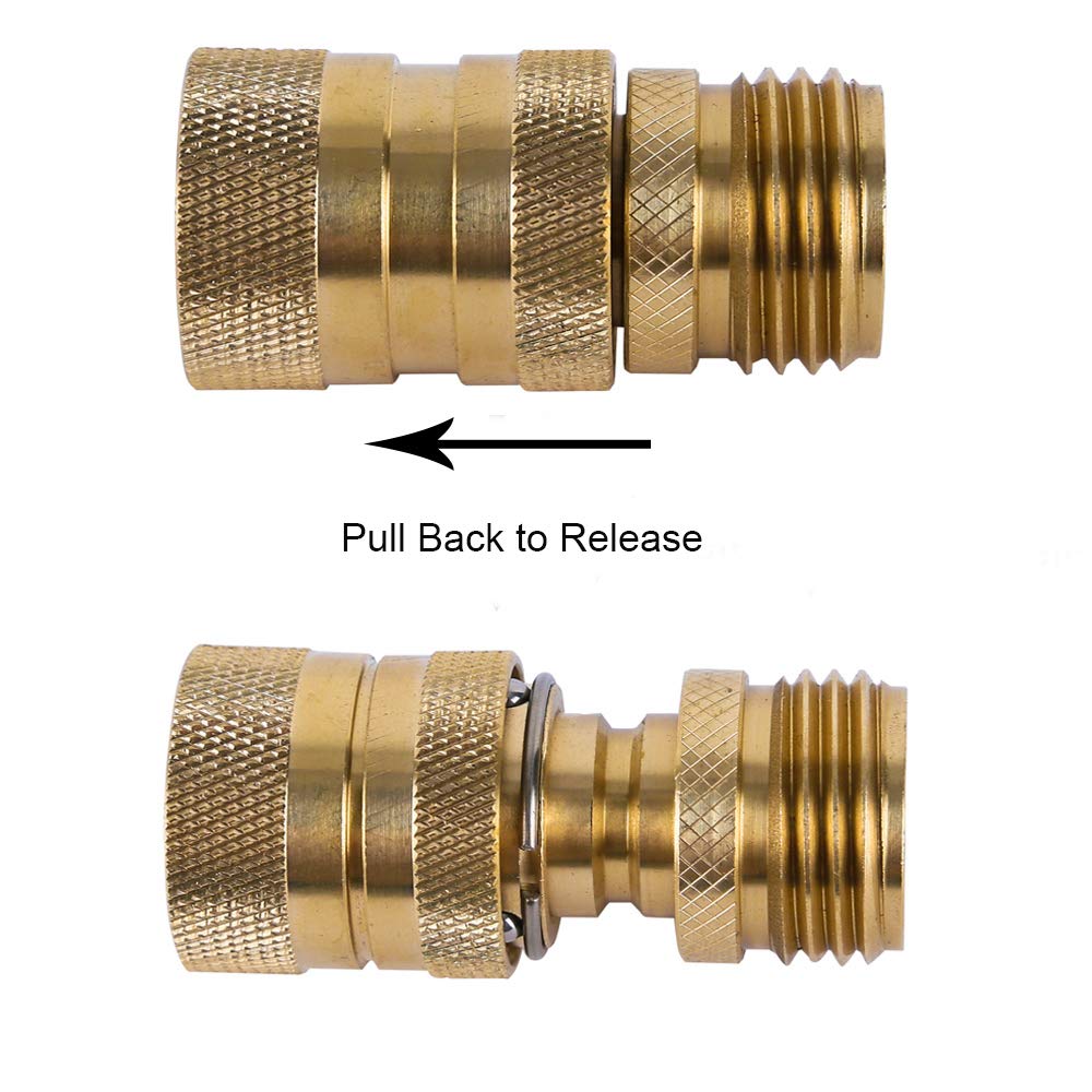 HQMPC Garden Hose Quick Connect Brass Hose Quick Connectors Water Hose Connector 3/4" GTH (3 Female Coupler+ 6 Male Nipples)