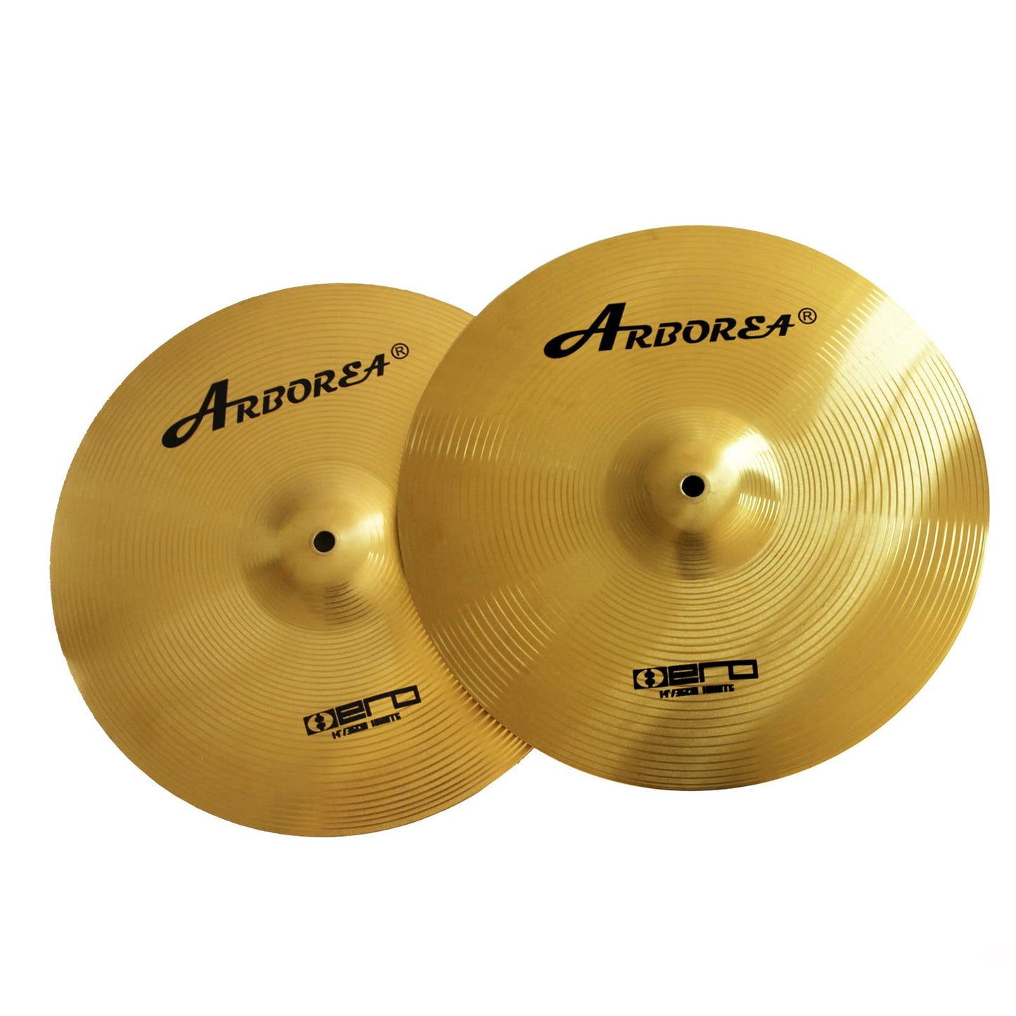 Arborea Hi Hat Cymbals Hero Brilliant Finish Bright Sound 14 Inch Drum High Hat Cymbals For Practice (14"Hi-Hats)