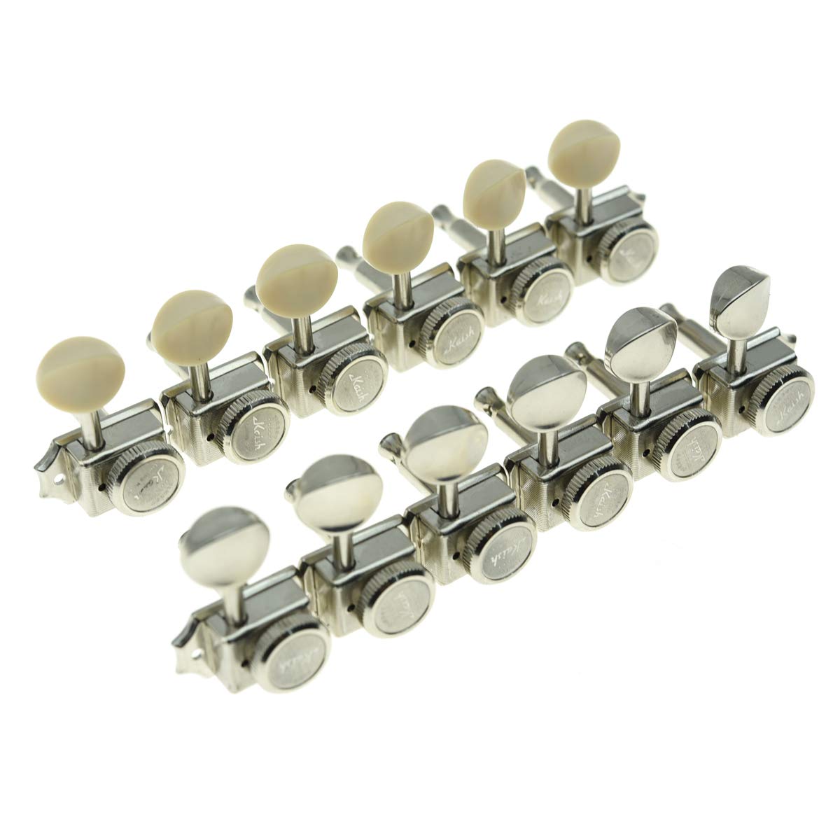 KAISH 6 Inline Guitar Vintage Style Locking Tuners Guitar Tuning Keys Guitar Lock Machine Heads for Strat Tele Nickel