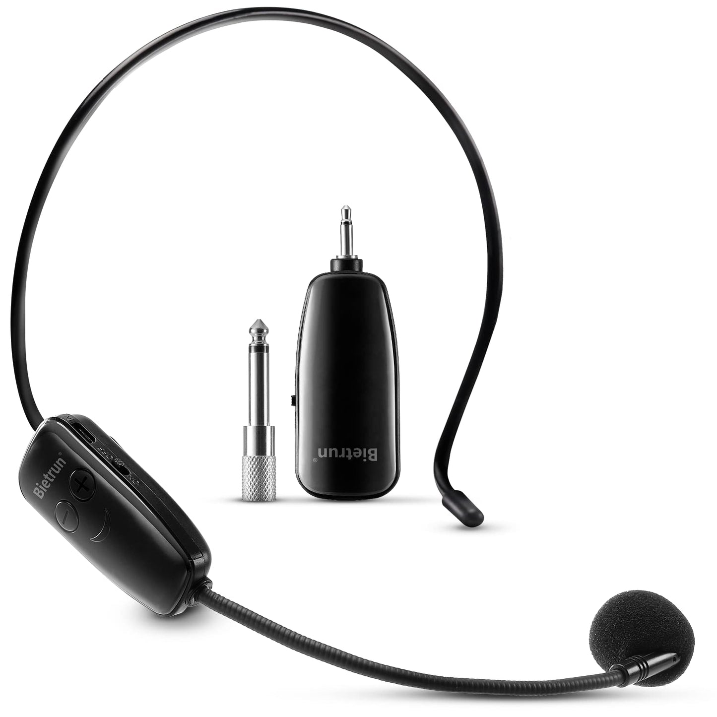 Wireless Microphone Headset, UHF Wireless Headset Mic, 160ft Range, Headset Mic and Handheld Mic 2 in 1, 1/8'' and 1/4'' Plug, for Speakers, Voice Amplifier, PA System(Not Supported AUX&iOS)