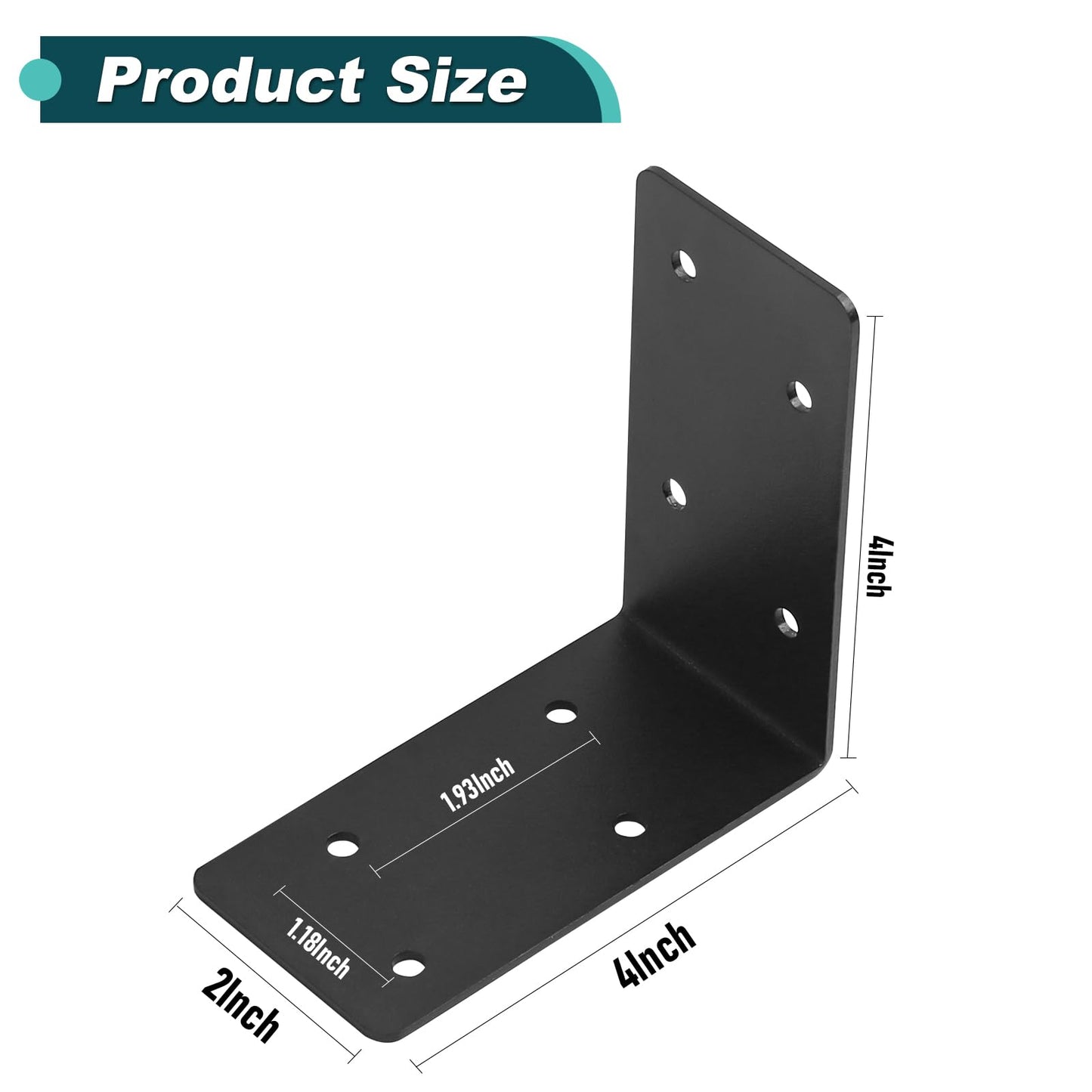 20Pcs Corner Braces,4"x4"x2" Black L Brackets for Wood,Heavy Duty 2mm Steel Joist Right Angle Brackets,Raised Garden Bed Corner Brackets,90 Degree L Shape Bracket for Furniture,Bed,Shelf Bracket…