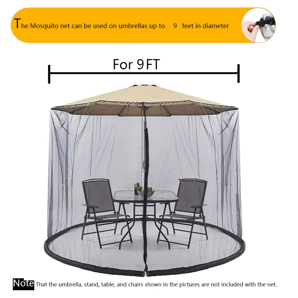 Tiimmgaal 9/10FT Mosquito Net for Patio Umbrella Outdoors Screen Polyester Hanging Tent (Mosquito Net Only)