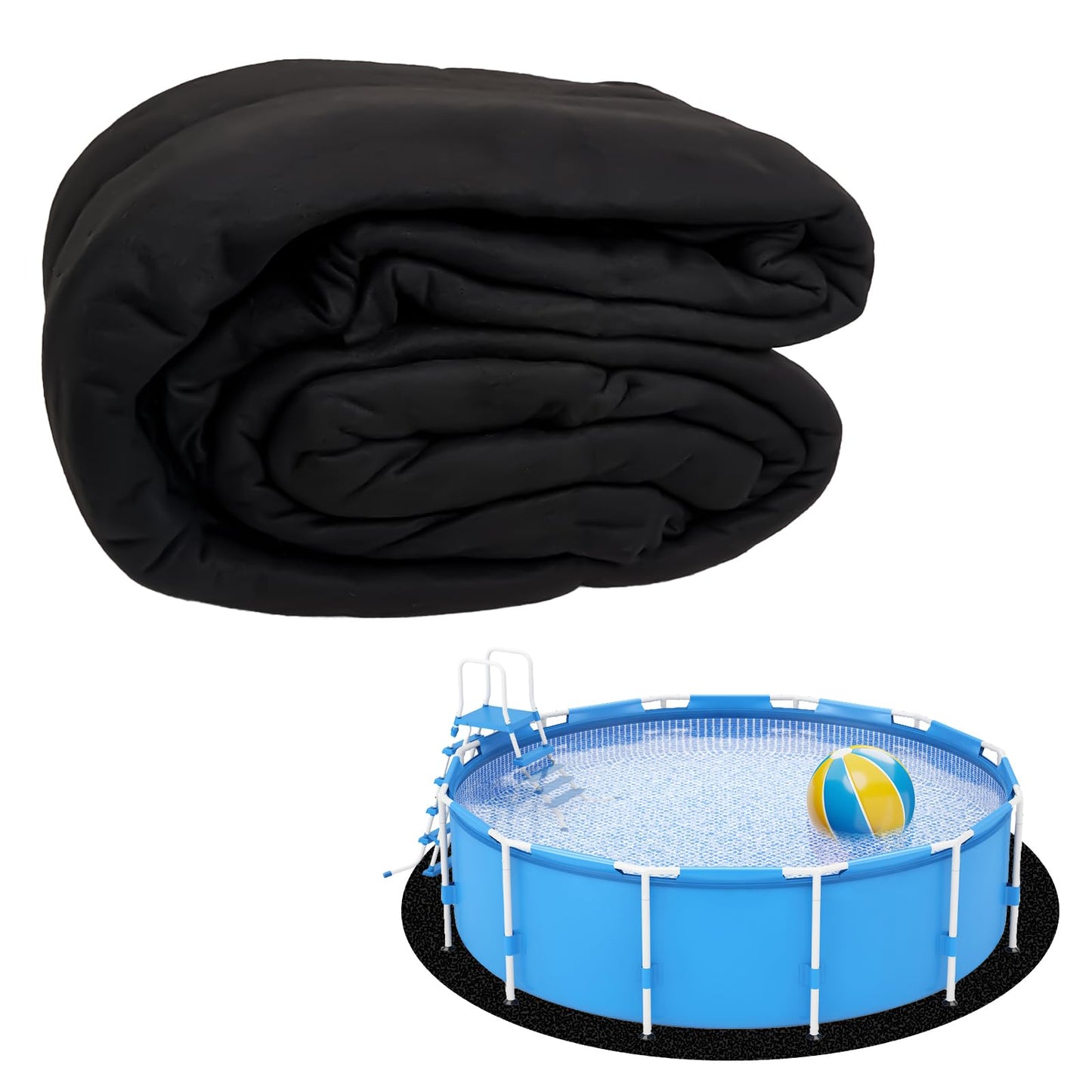 Tacsal Ground Pool Liner Pad, 12' Foot Round Heavy Duty Outdoor Pool Pads for Above Ground Pools, Black Swimming Pool Liners for Padding, Thick Pool Mats (12'x12'(Black))