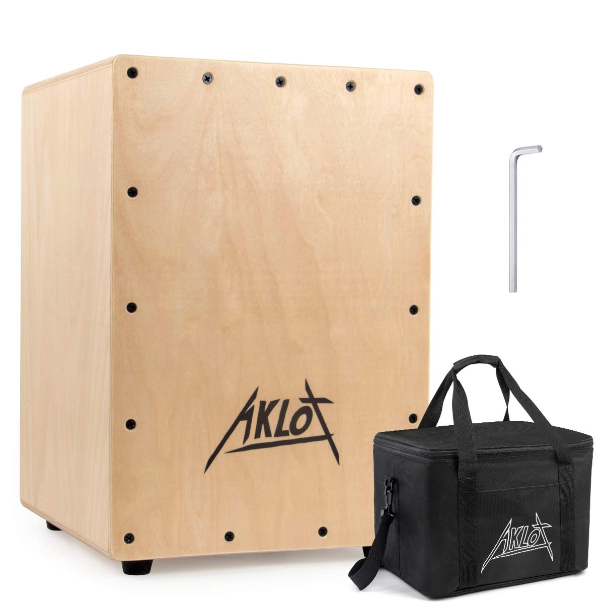 Aklot 10"Cajon Drum Compact Acoustic Jam Cajons Betula Wood Percussion Box, Internal Adjustable Snares,with Gig Bag For Kids Children