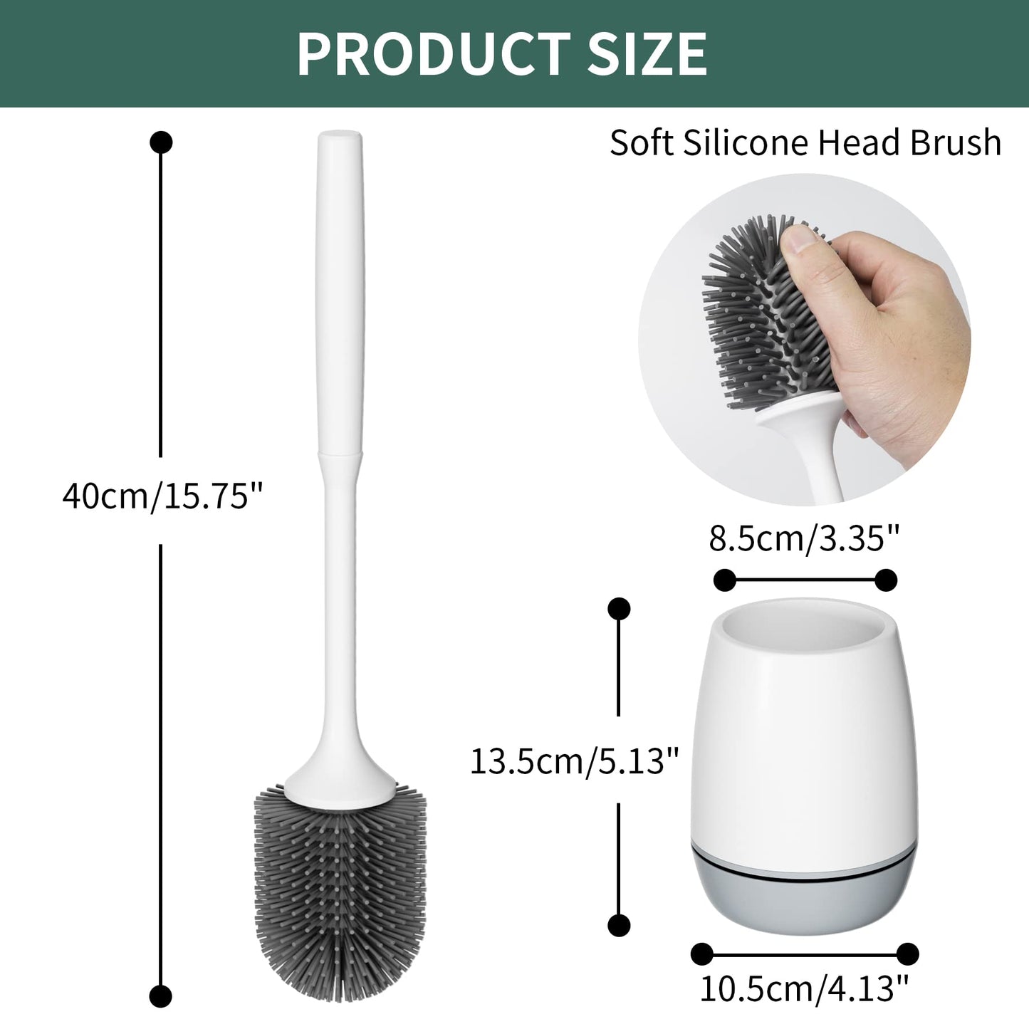 Hibbent 4 Pack Toilet Brush with Ventilated Drying Holder, Silicone Toilet Bowl Brush Bathroom Cleaning Bowl Brush Kit Sturdy Cleaning Toilet Brush, Floor Standing & Wall Mounted Without Drilling