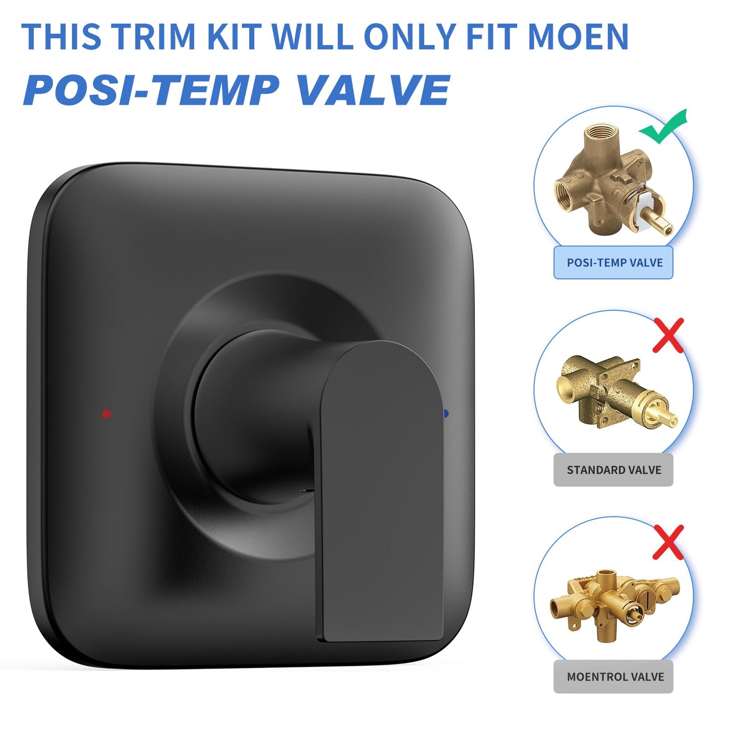 T2471BL Genta LX Pressure-Balancing Modern Trim, Matte Black Shower Trim Kit, Compatible wtih Posi-Temp Valve