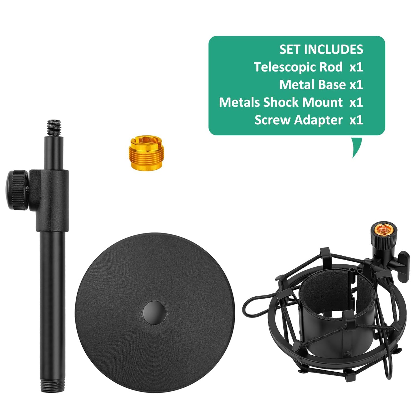 Rigych AT2020 Desktop Mic Stand, Table Mic Stand Adjustable Height with Metal Shock Mount, 5/8 to 3/8 Screw Adapter, Metal Weighted Base, for AT2020 AT2020USB AT2020USB+ AT2035 Microphone